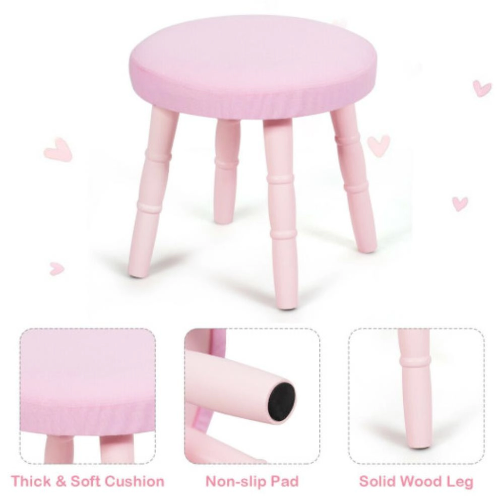 Hivvago Kids Vanity Makeup Table And Chair Set Make Up Stool