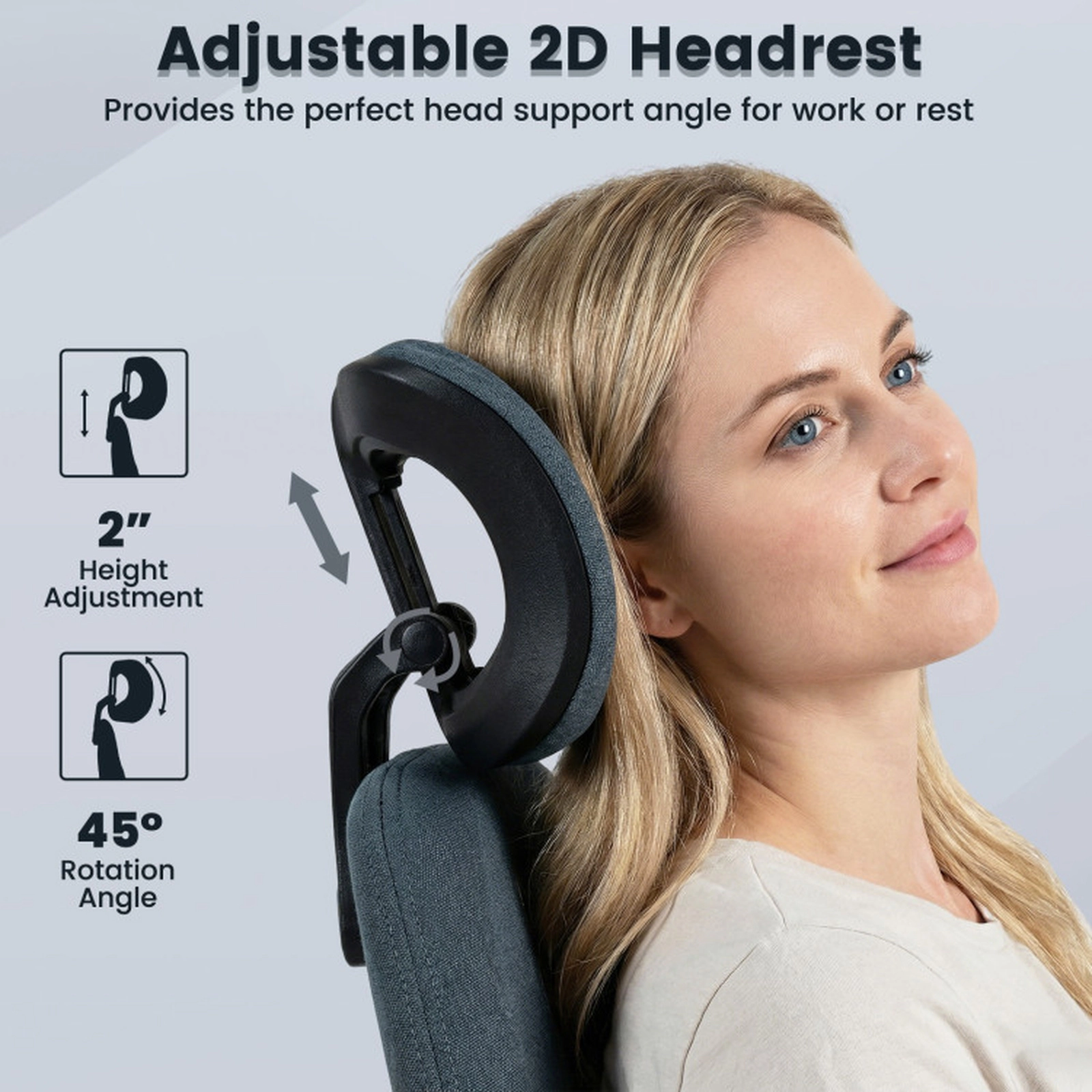 SUGIFT 2D Headrest Rocking Backrest Suede Upholstered Ergonomic Office Chair 27.5-in x 25-in x 46-in 330-lb Navy