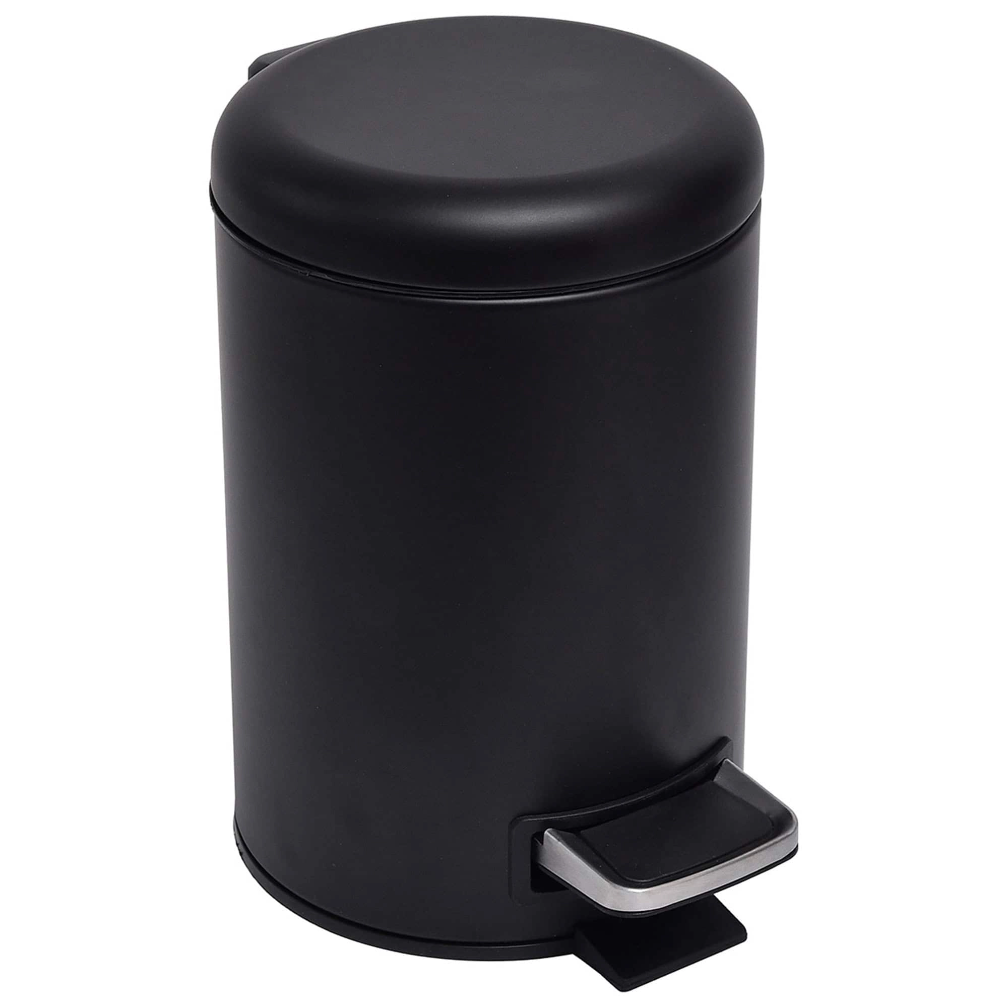 Evideco French Home Goods 3-Quart Metal Step Trash Can - Compact Soft-Close Bathroom Bin
