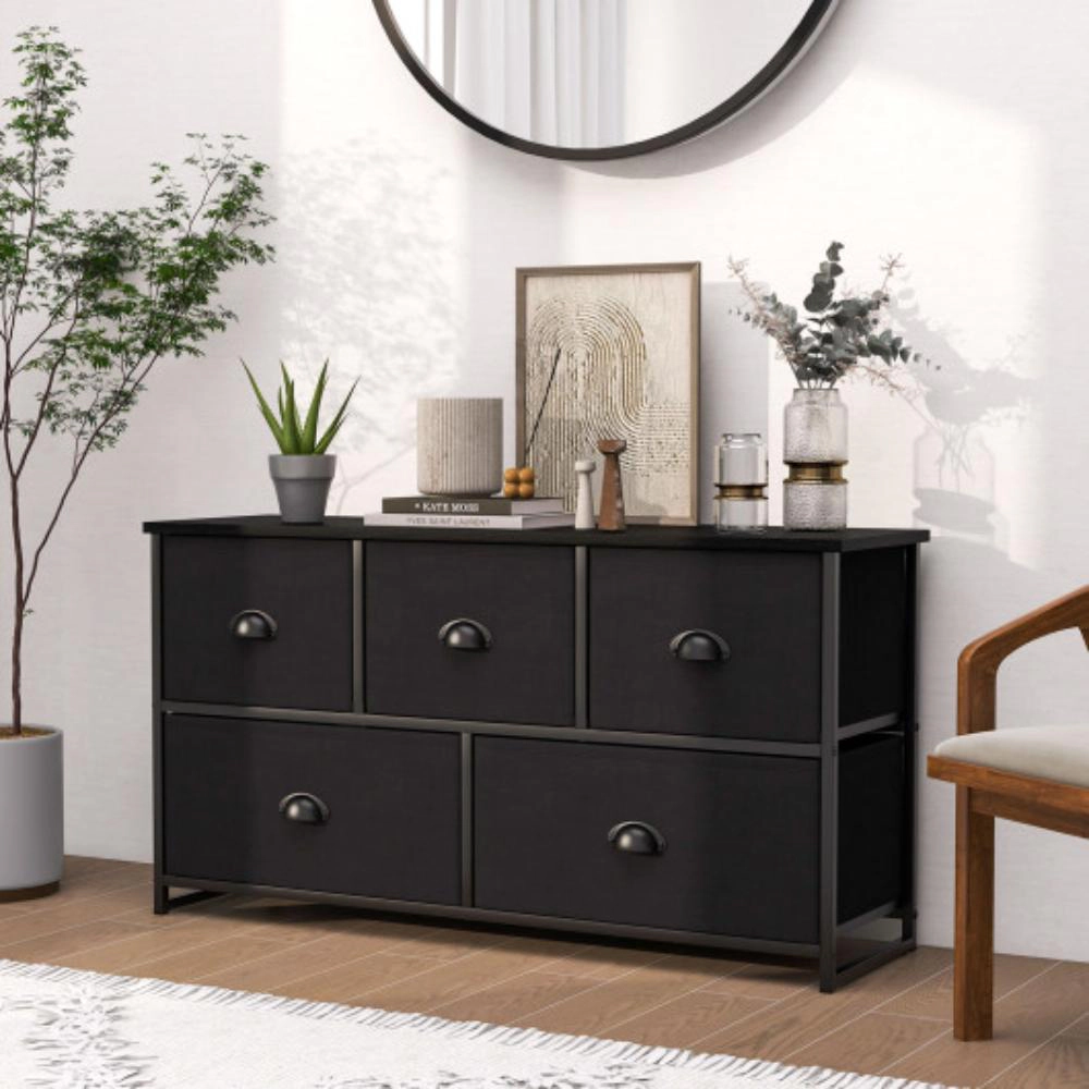 Hivvago Five-Cube Fabric Dresser Tower for Home Organization