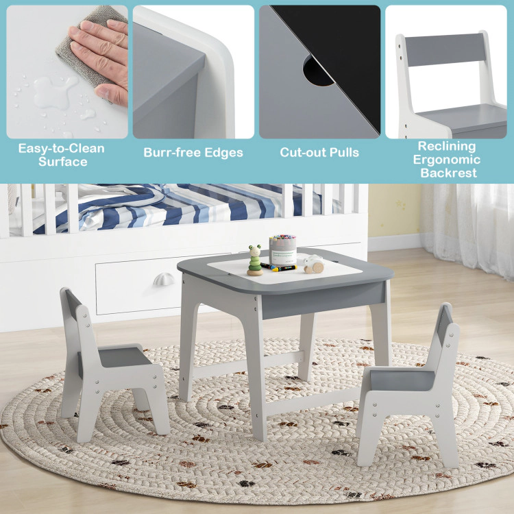 Hivvago Kid'S Table And Chairs Set With Double-Sized Tabletop