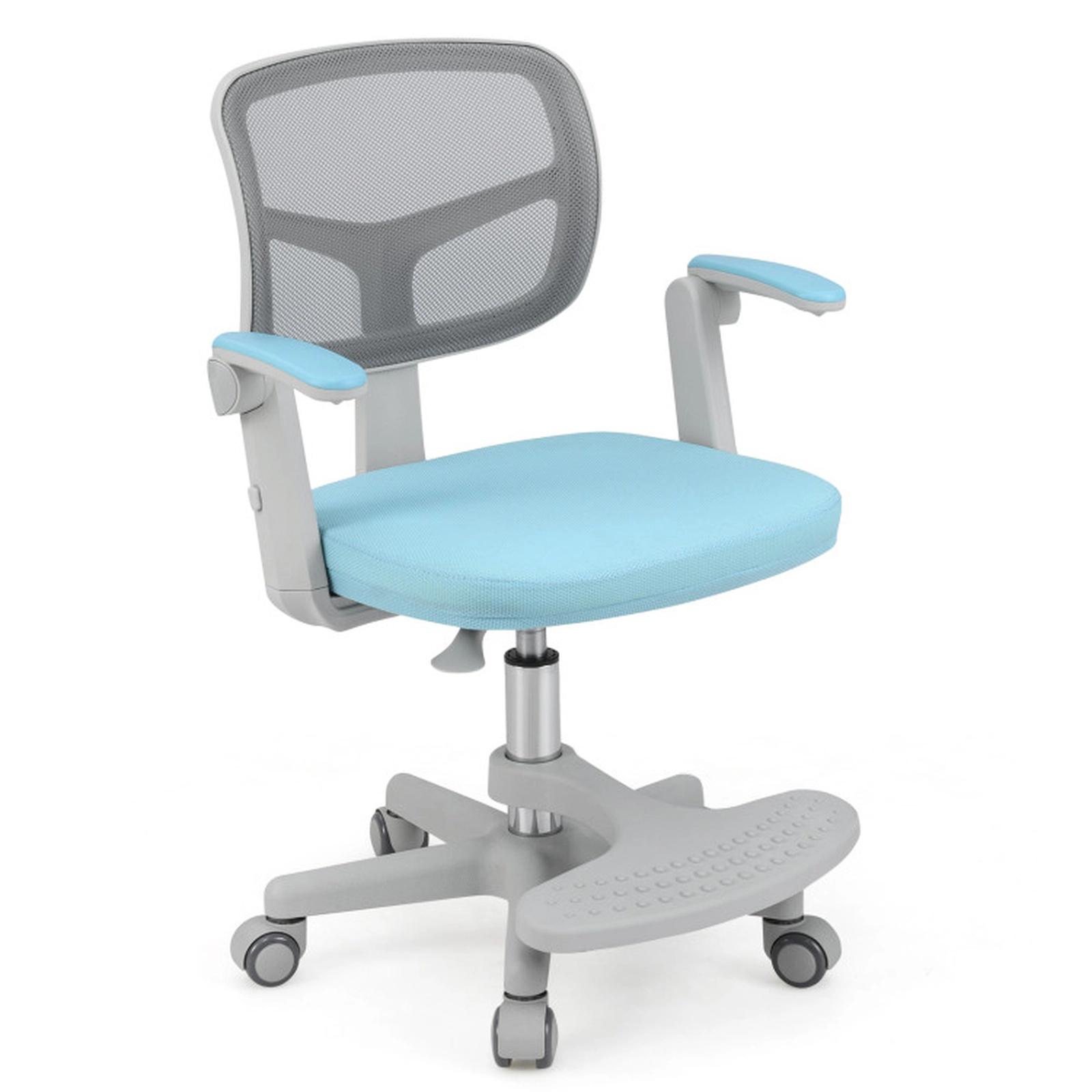 SUGIFT Adjustable Kids Study Chair with Swivel Seat Armrests Footrest and Mesh Back 330-lb Capacity Blue