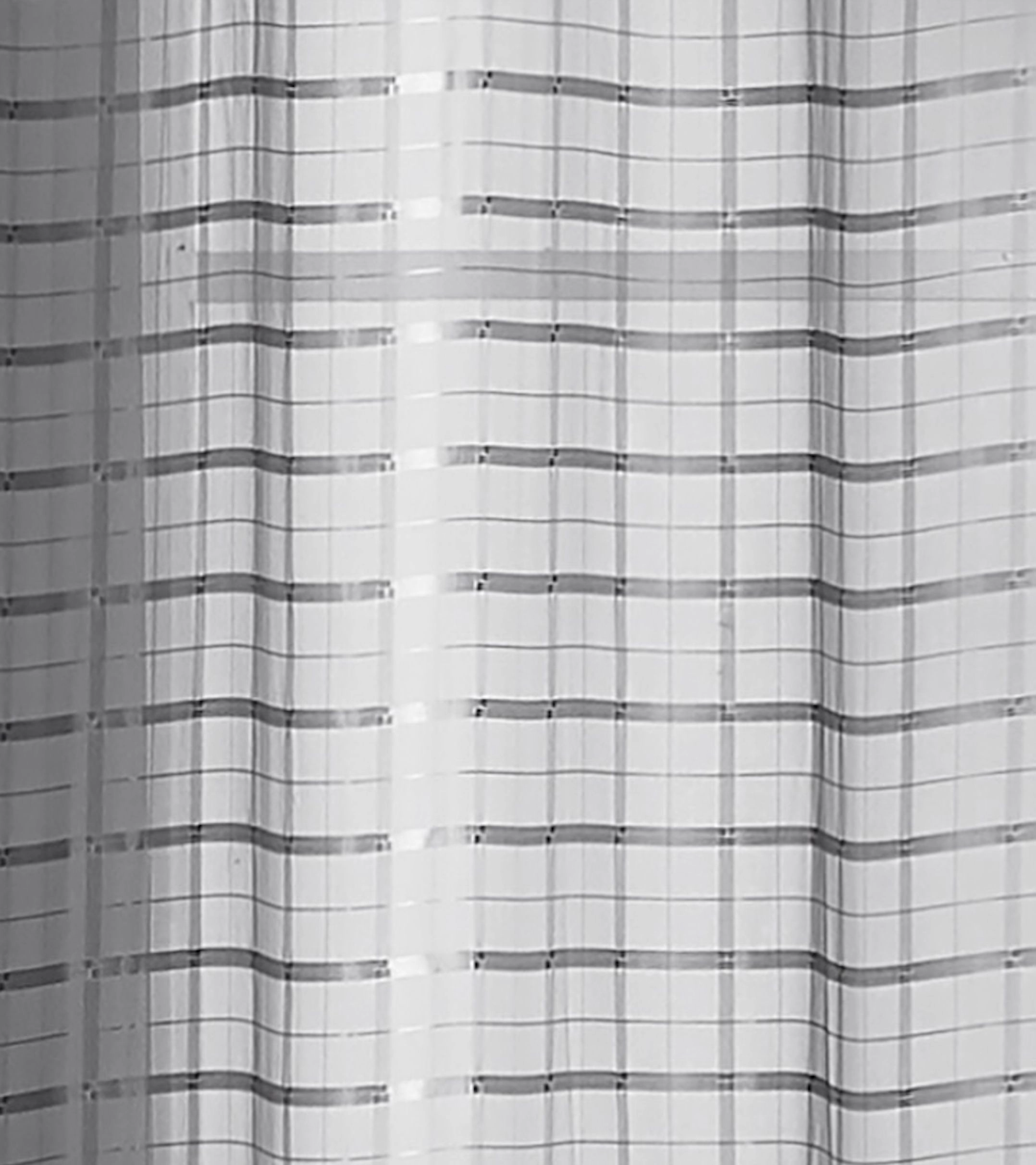 Kate Aurora 2 Piece Silver Plaid Grommet Top Sheer Window Curtain Panels - 84 in. Long