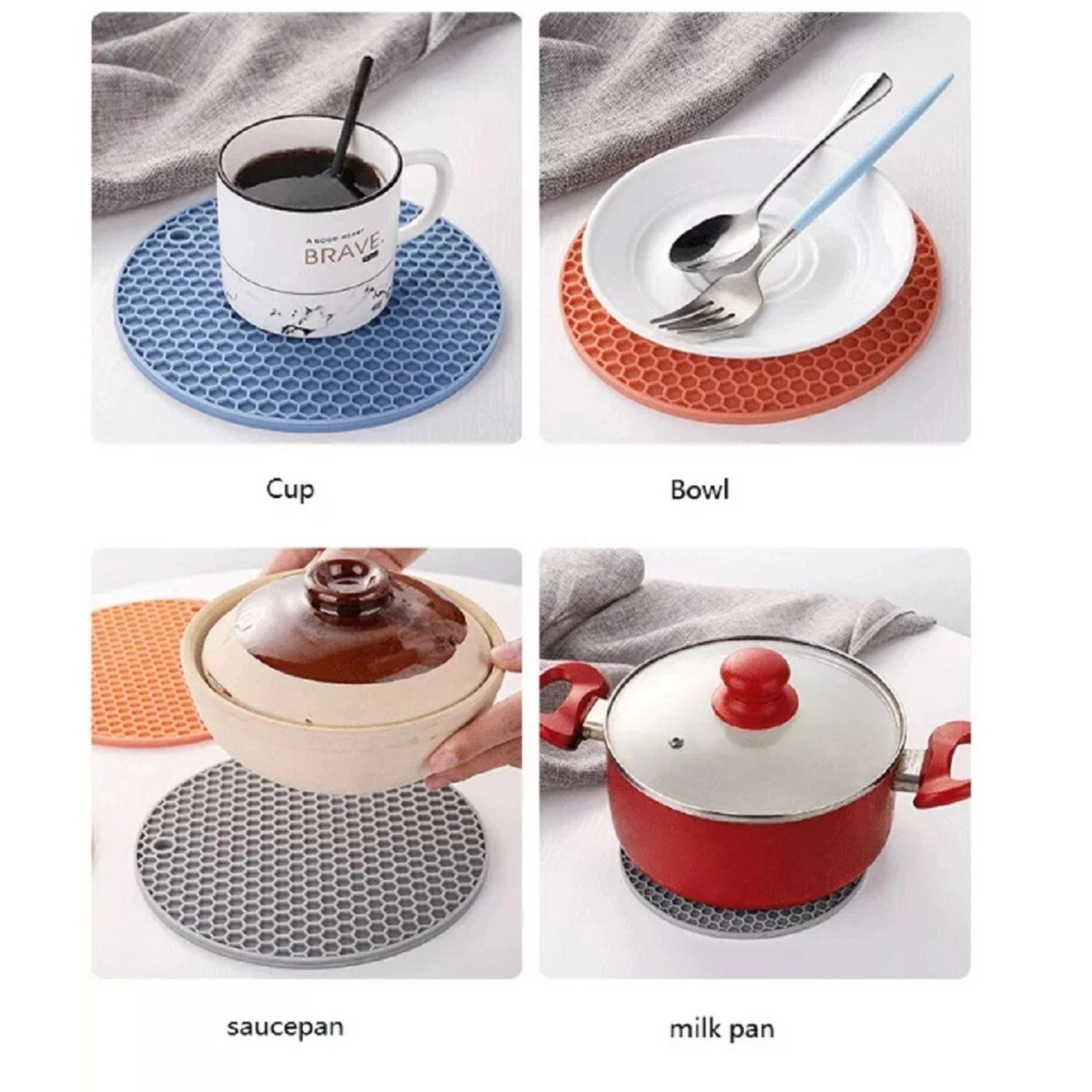 Home Collection Pack of 4 Silicone Trivet Mats Heat Resistant Non-Slip Pads
