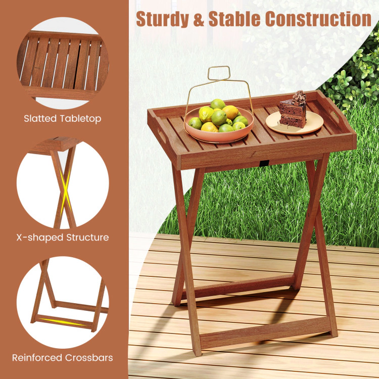 Hivvago Outdoor Patio Solid Wood Tray Table With Removable Top No Assembly Required