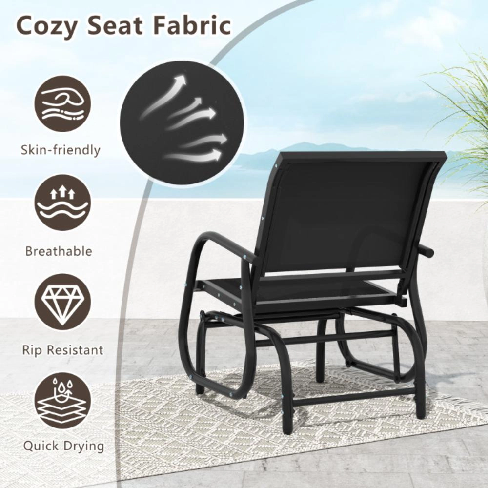 Hivvago Outdoor Single Swing Glider Rocking Chair With Armrest