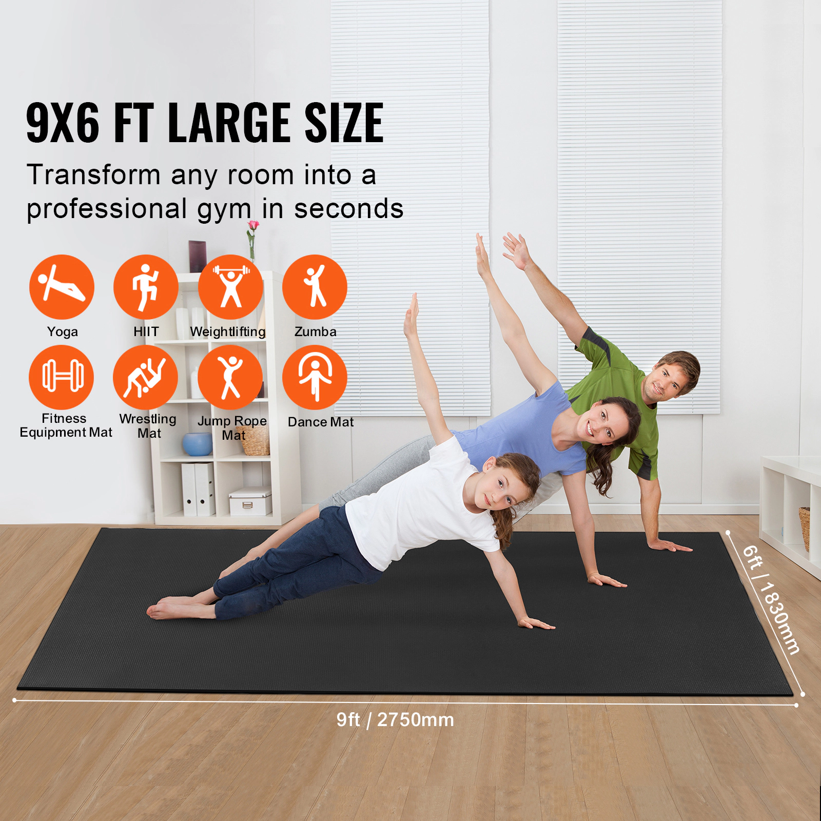 HONGGE Exercise Mat Non Slip High Density Premium Yoga Mat Exercise Yoga Mat for Men & Women Fitness & Exercise Mat