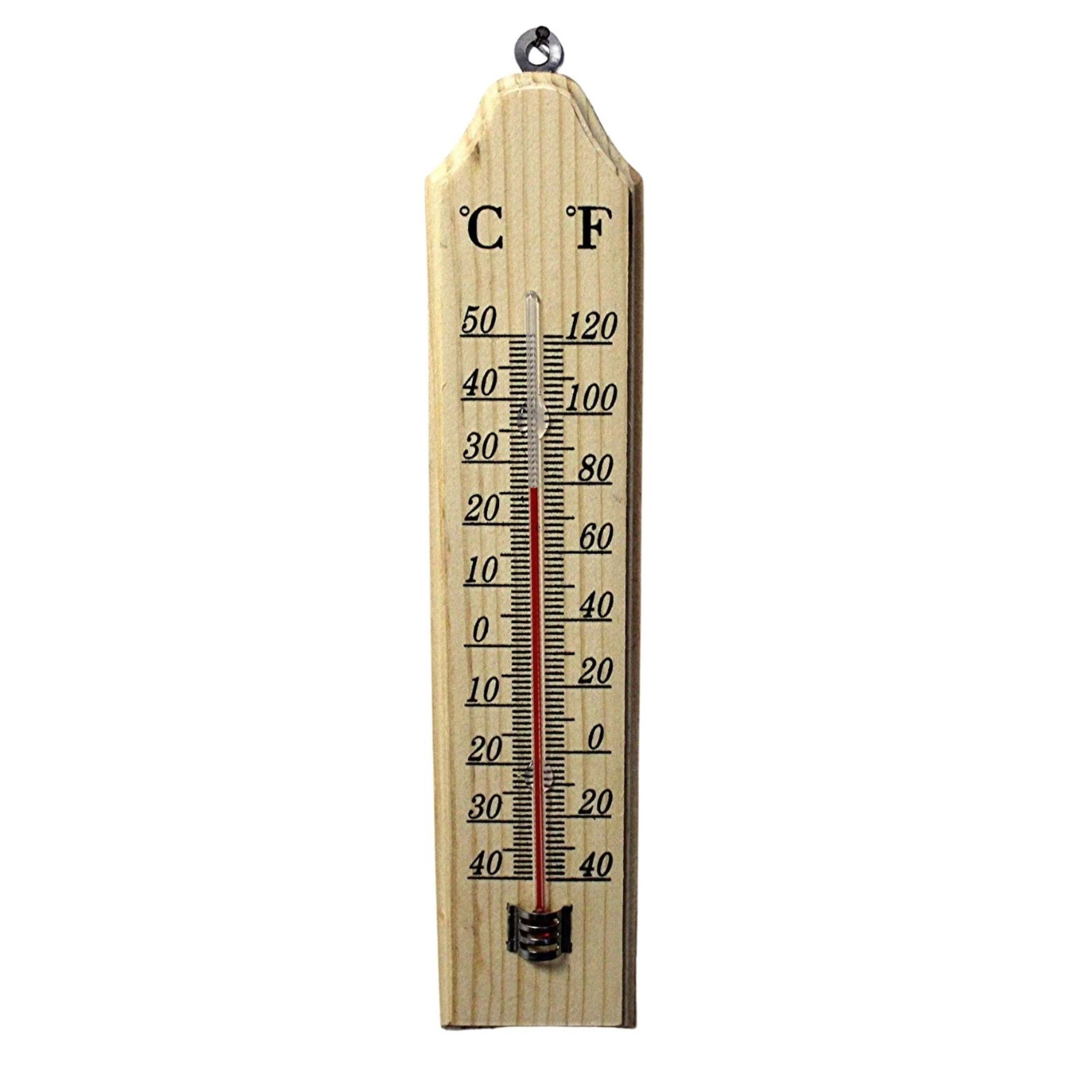 Home Collection Wood Indoor Wall Thermometer Fahrenheit & Celsius Temperature Gauge