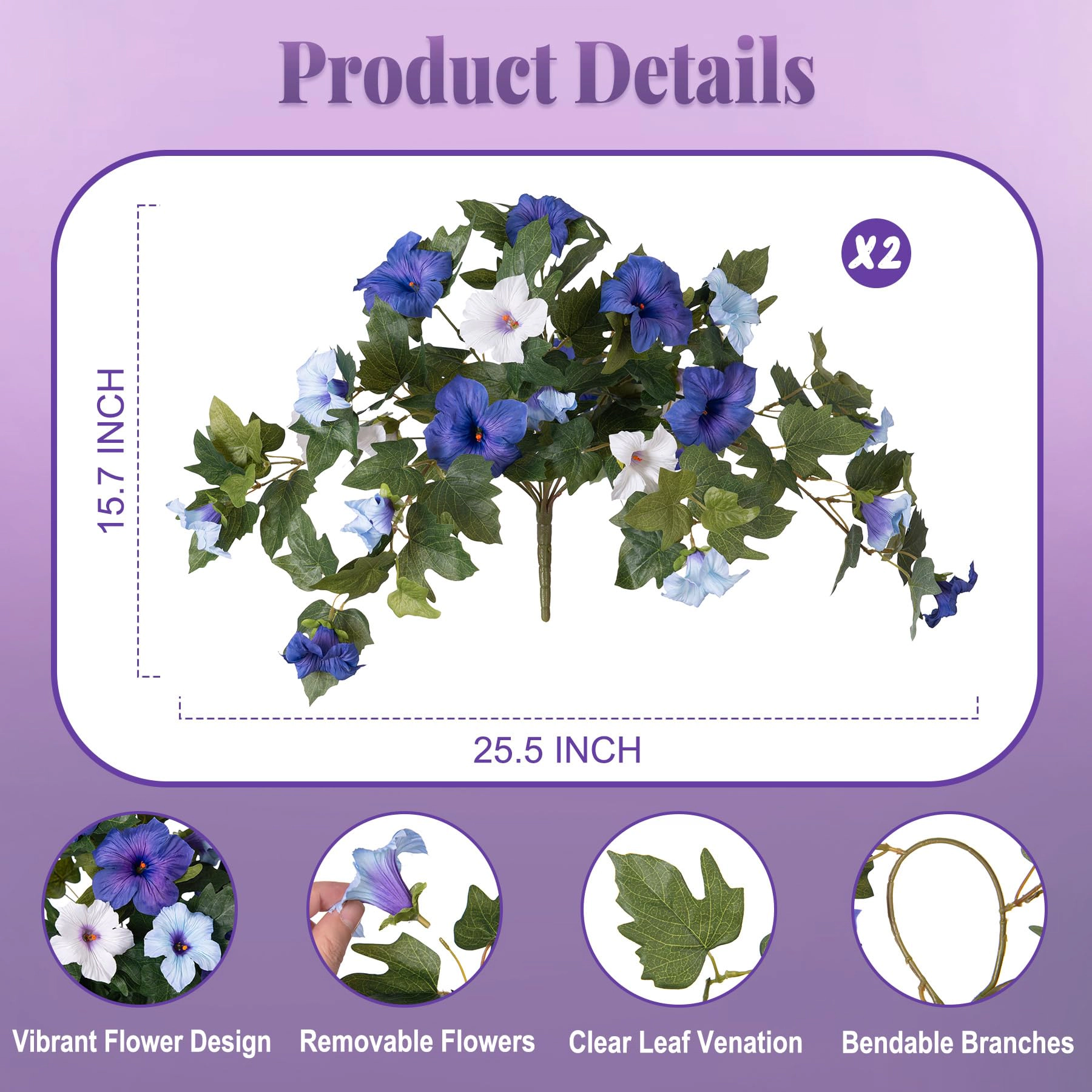PUPWE Artificial Fall Flowers Petunias Plants For Outdoor Decoration