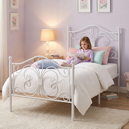 BebreezChic Kids Twin Size Steel Platform Bed Frame, Decorative ...
