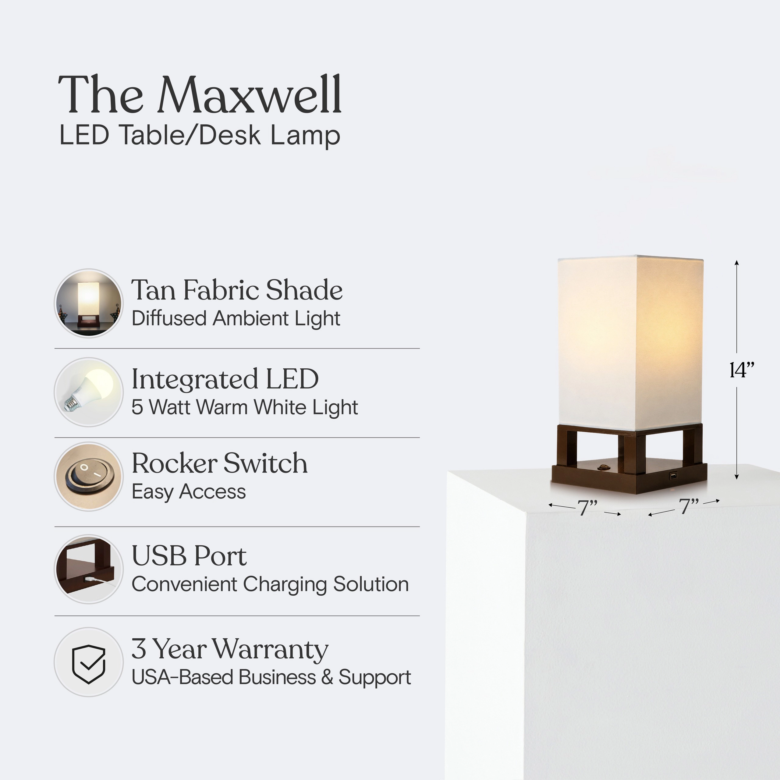 Brightech Maxwell Bedside LED Table Lamp
