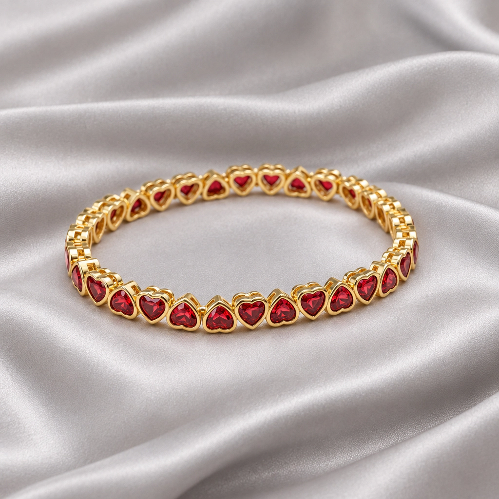 DressAtR Women's Heart 18K Gold Plated Chain Bracelet