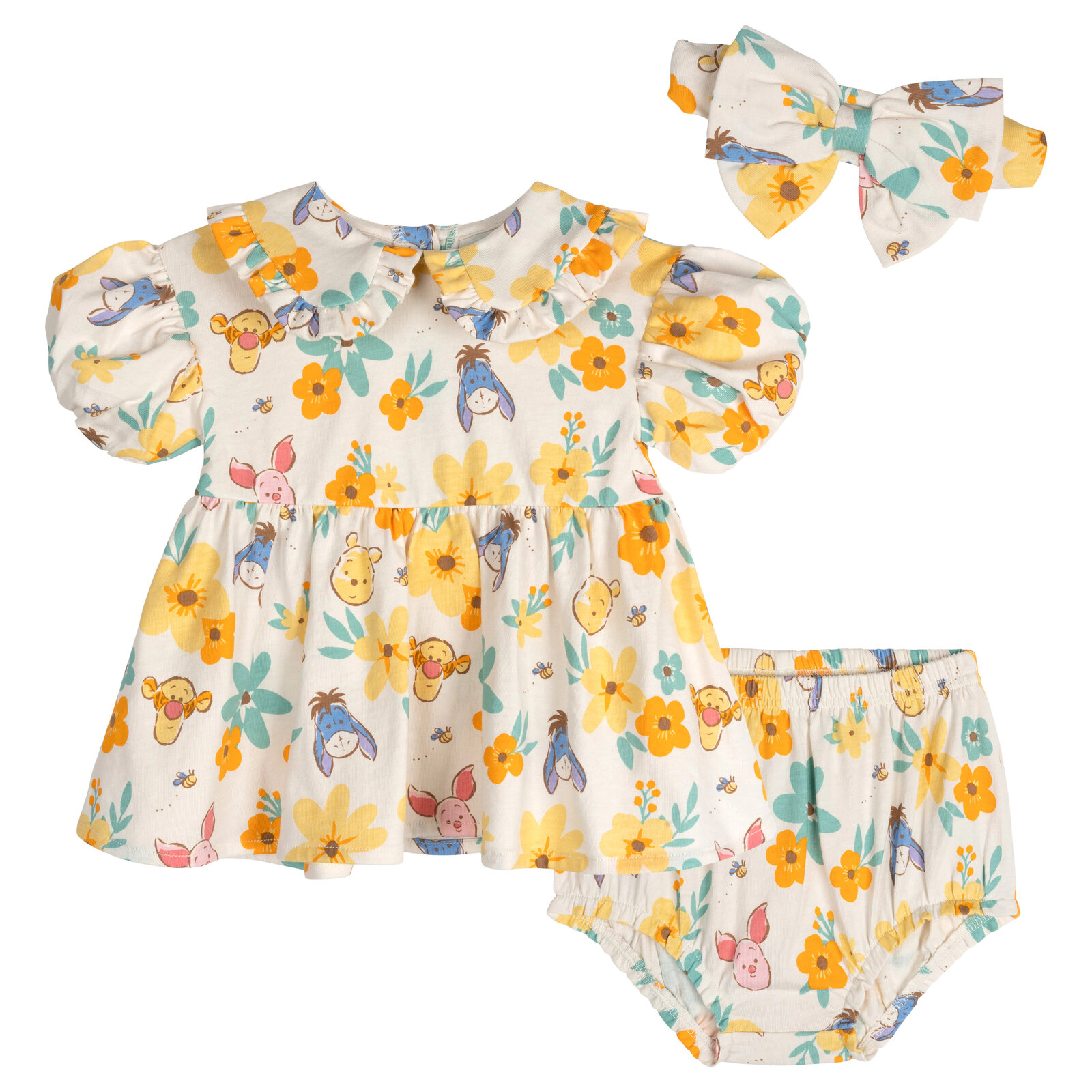 Disney Baby Girls' Dress, Bloomers and Headband Set