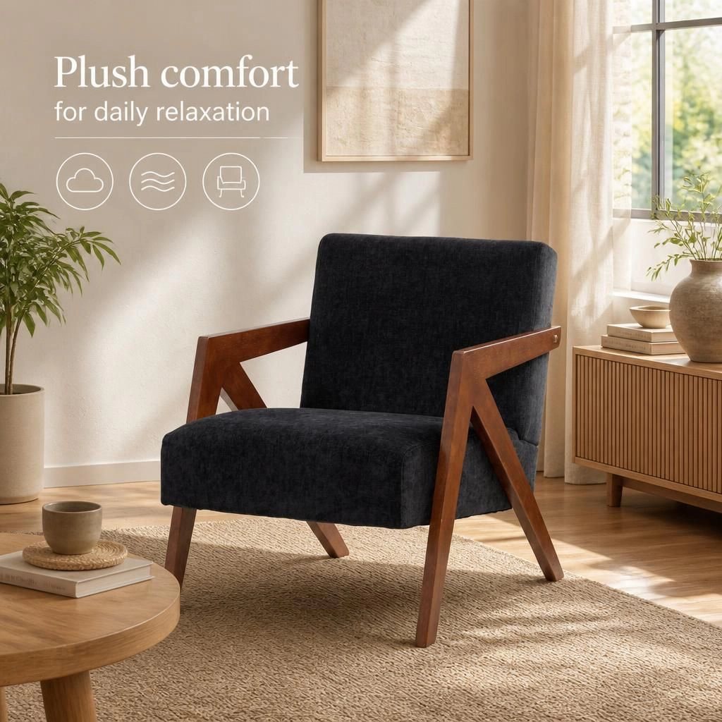 GOODSILO Compact Upholstered Chenille Accent Chair