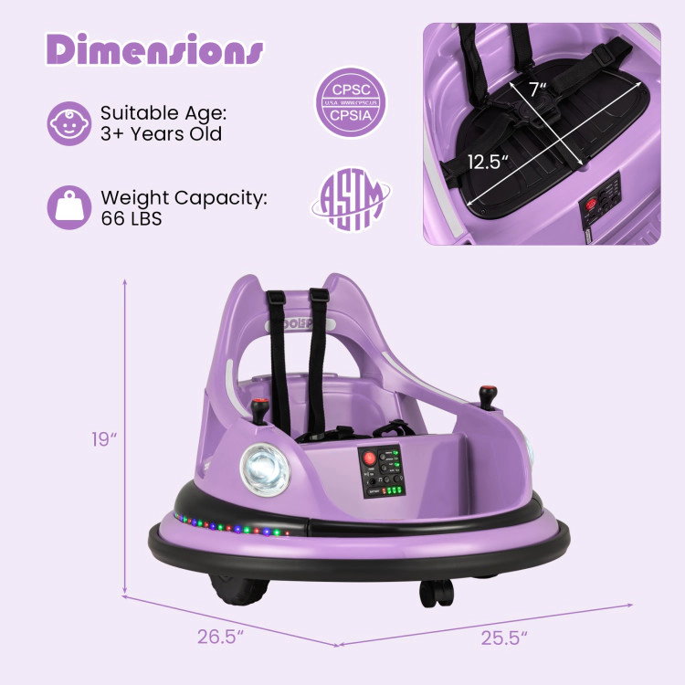 Hivvago 12V Kids Ride On Bumper Car with Remote Control and Dual Joysticks