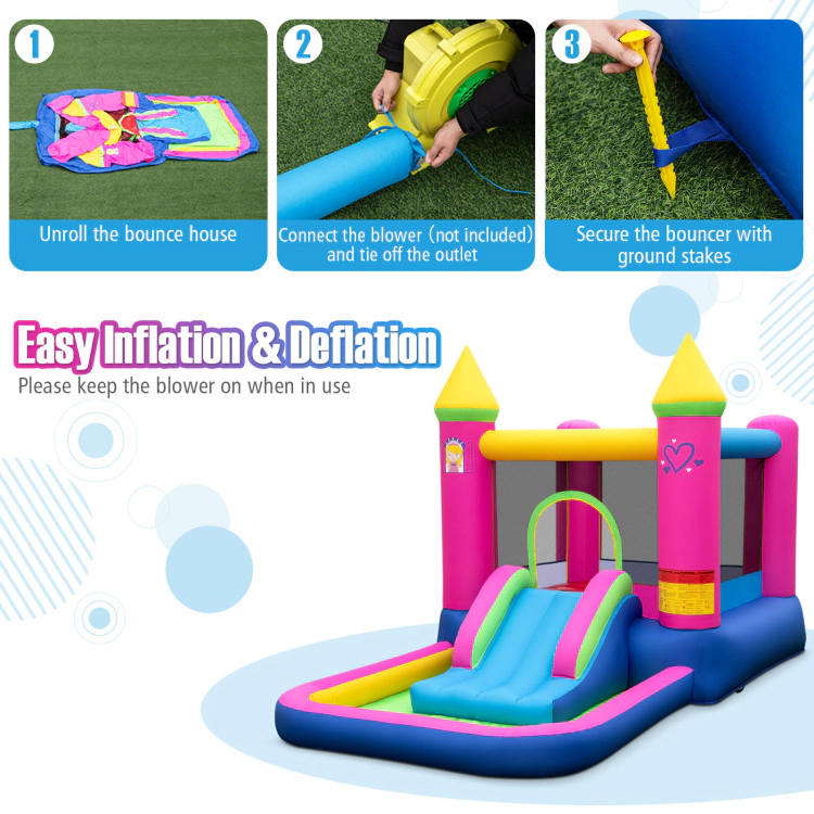 Hivvago Inflatable Bounce House 4-in-1 Kids Princess-themed Bouncer Blow-up Bouncy Castle