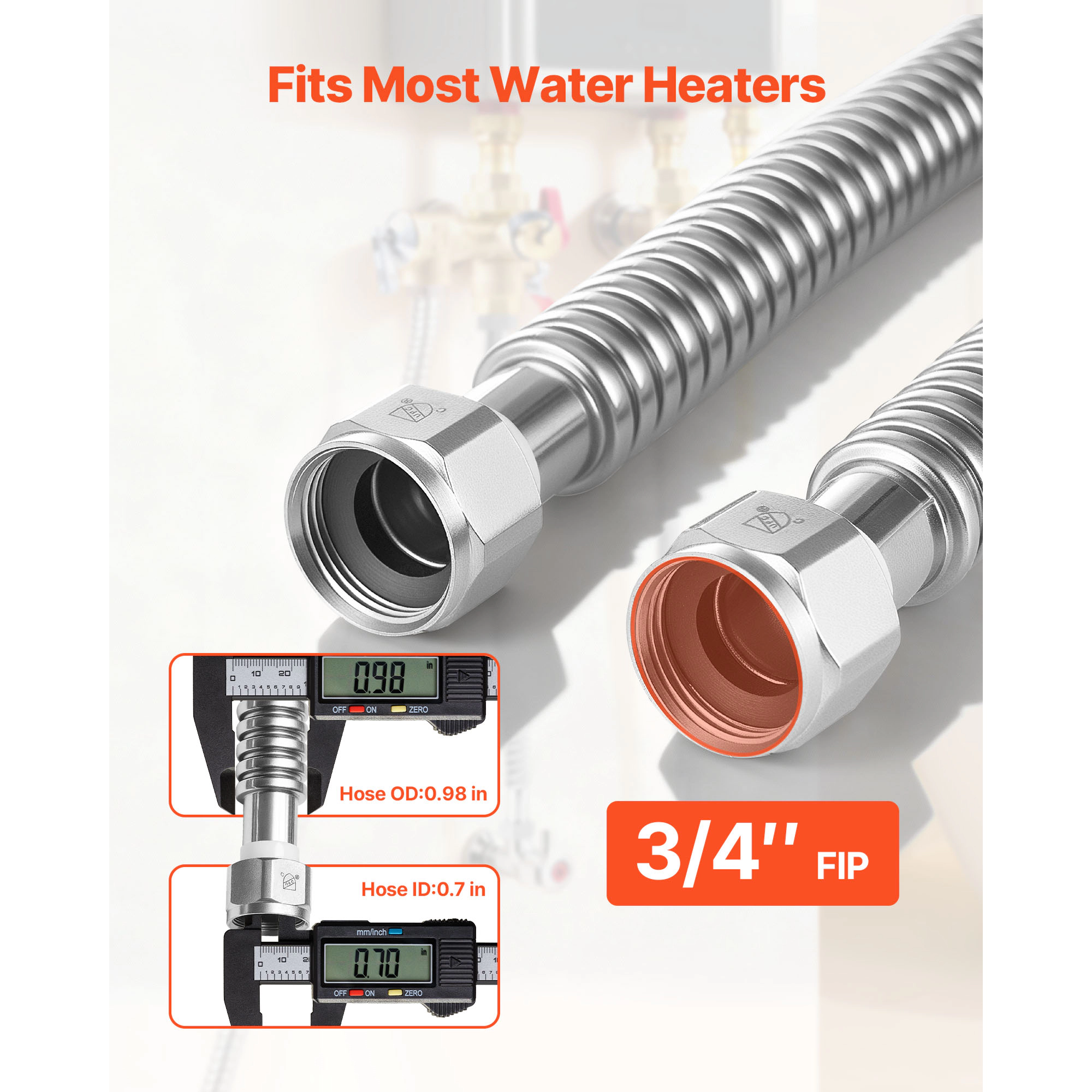 HONGGE Water Heater Kit Water Heater Flex Connector Waters Heaters Installation Kit with FIP FIP Inlet & Outlet