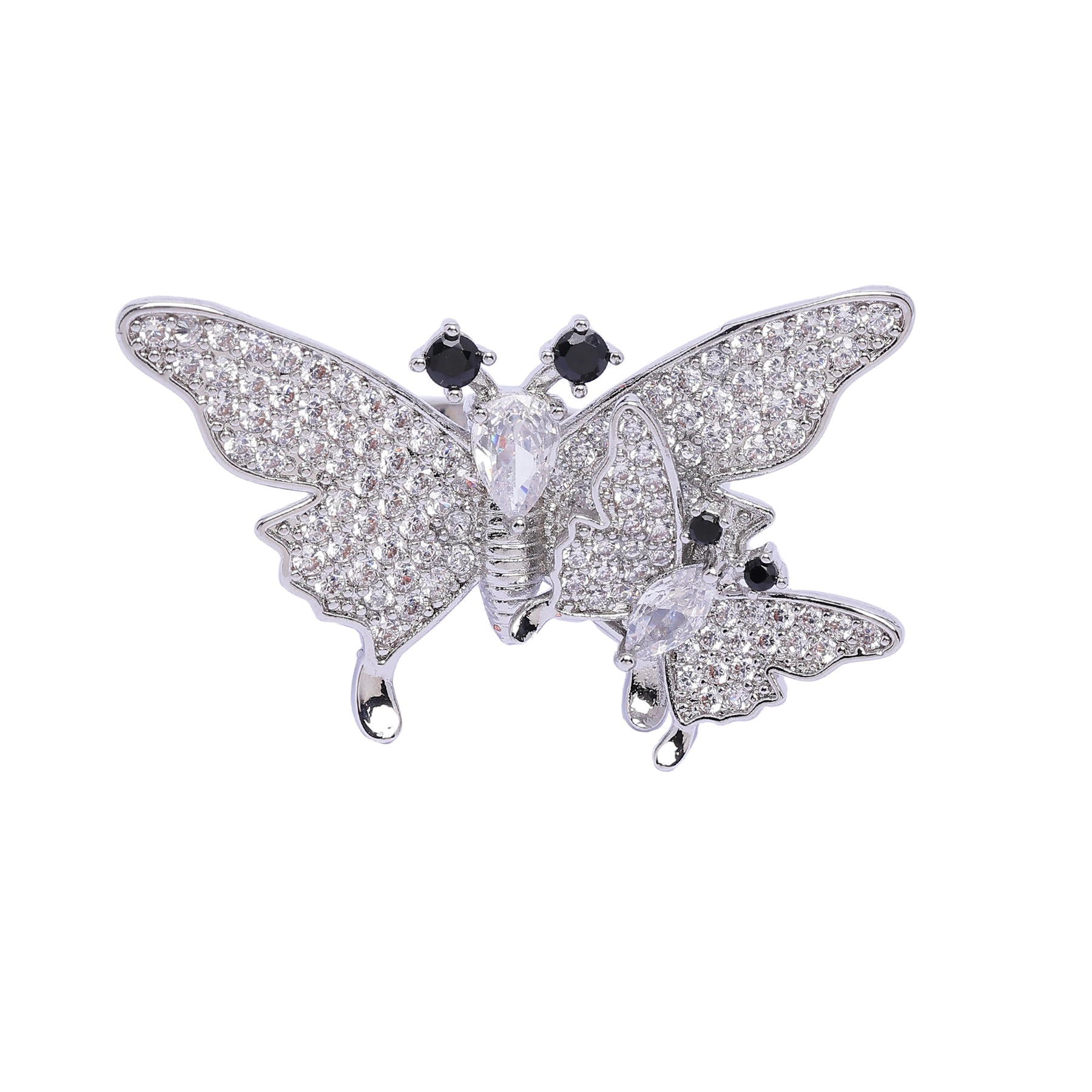 AGP Paris Women's Silver-Tone Flutter Butterfly Adjustable Ring