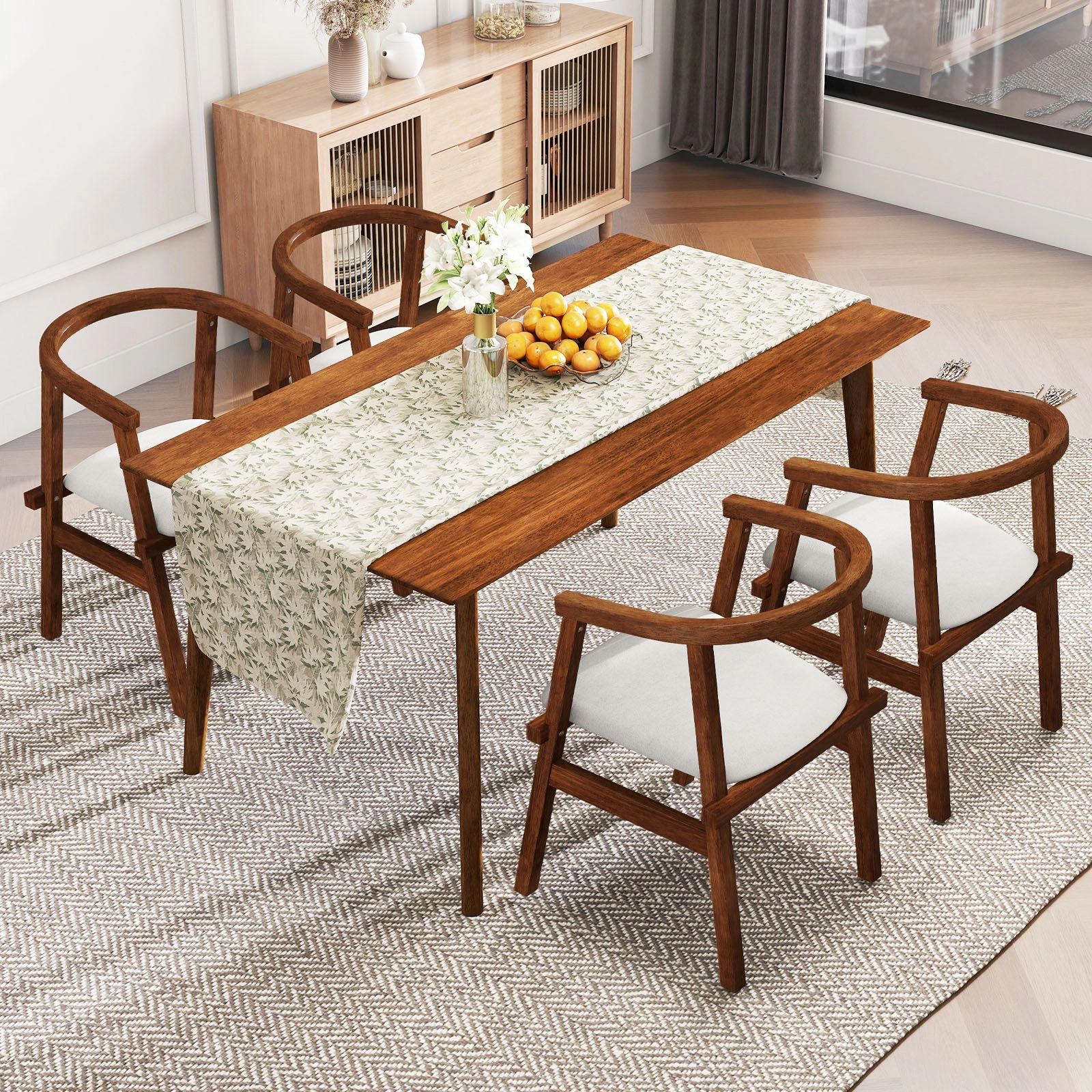 SlickBlue Wrap Back Wooden Dining Chairs with Cushion Set of 2