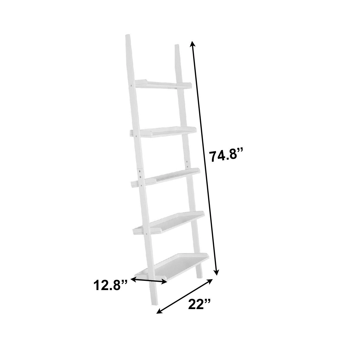 SlickBlue 5-Tier Leaning Ladder Bookcase Wall Shelf with Storage