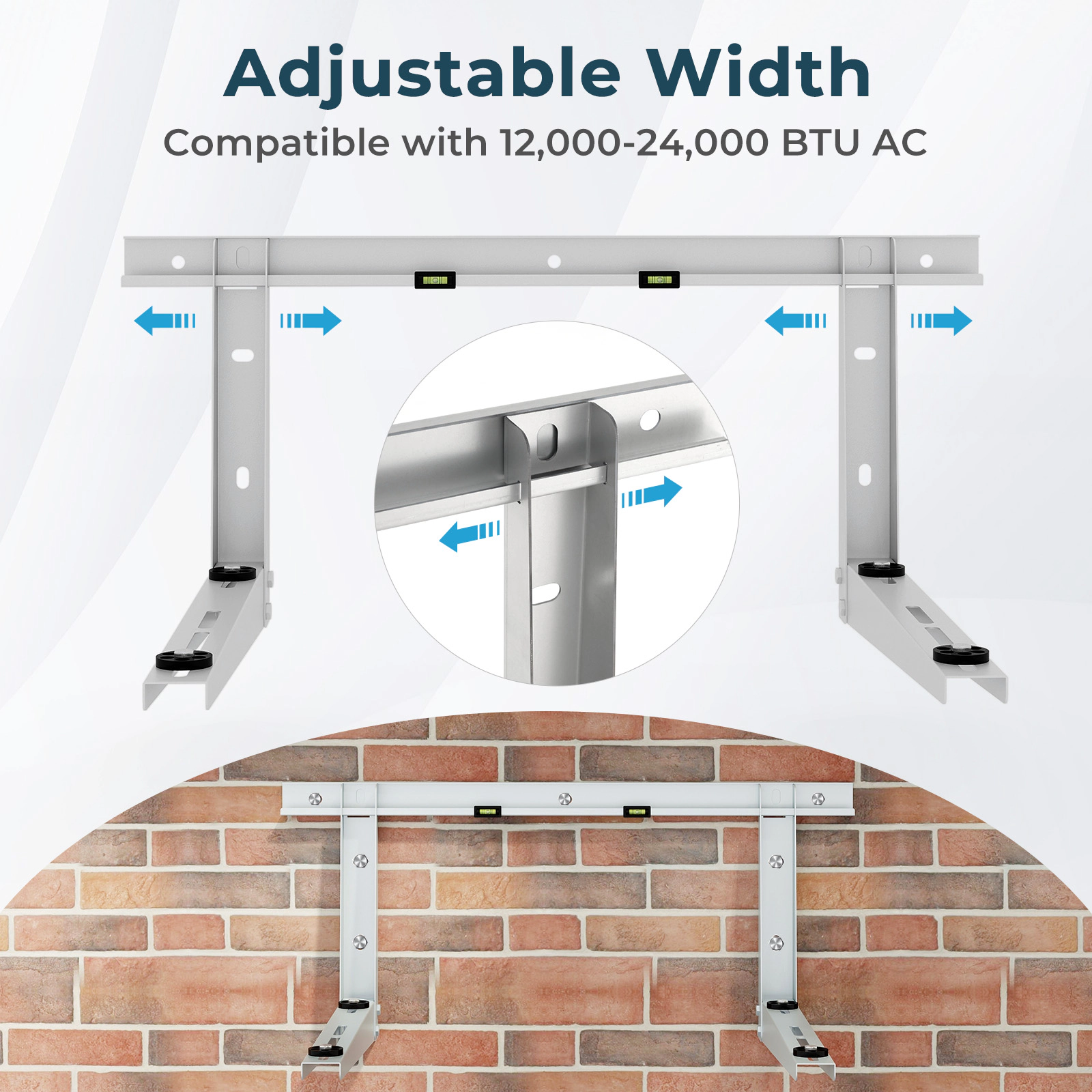 SUGIFT Silver Mini Split AC Mounting Bracket with Rubber Dampers for 12000-24000-BTU 31-in W 22-in D 14-in H