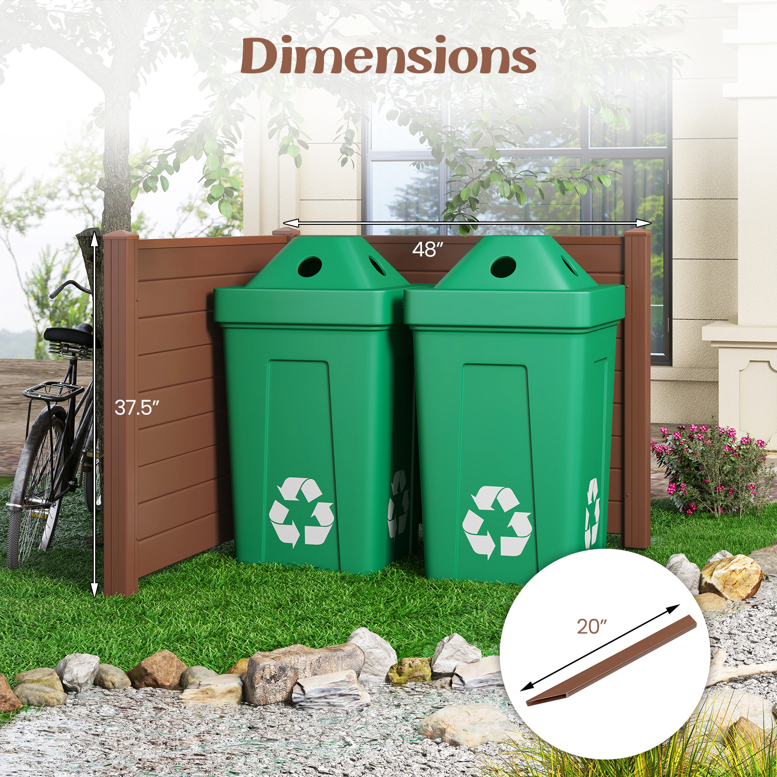 SUGIFT Brown PVC Outdoor Air Conditioner Fence with 3 20-in Ground Stakes and Expandable Panels