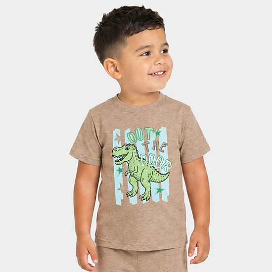 The Juniper Shop - Toddler Crew Shorts Set of 2 - Out The Door Dinosaur