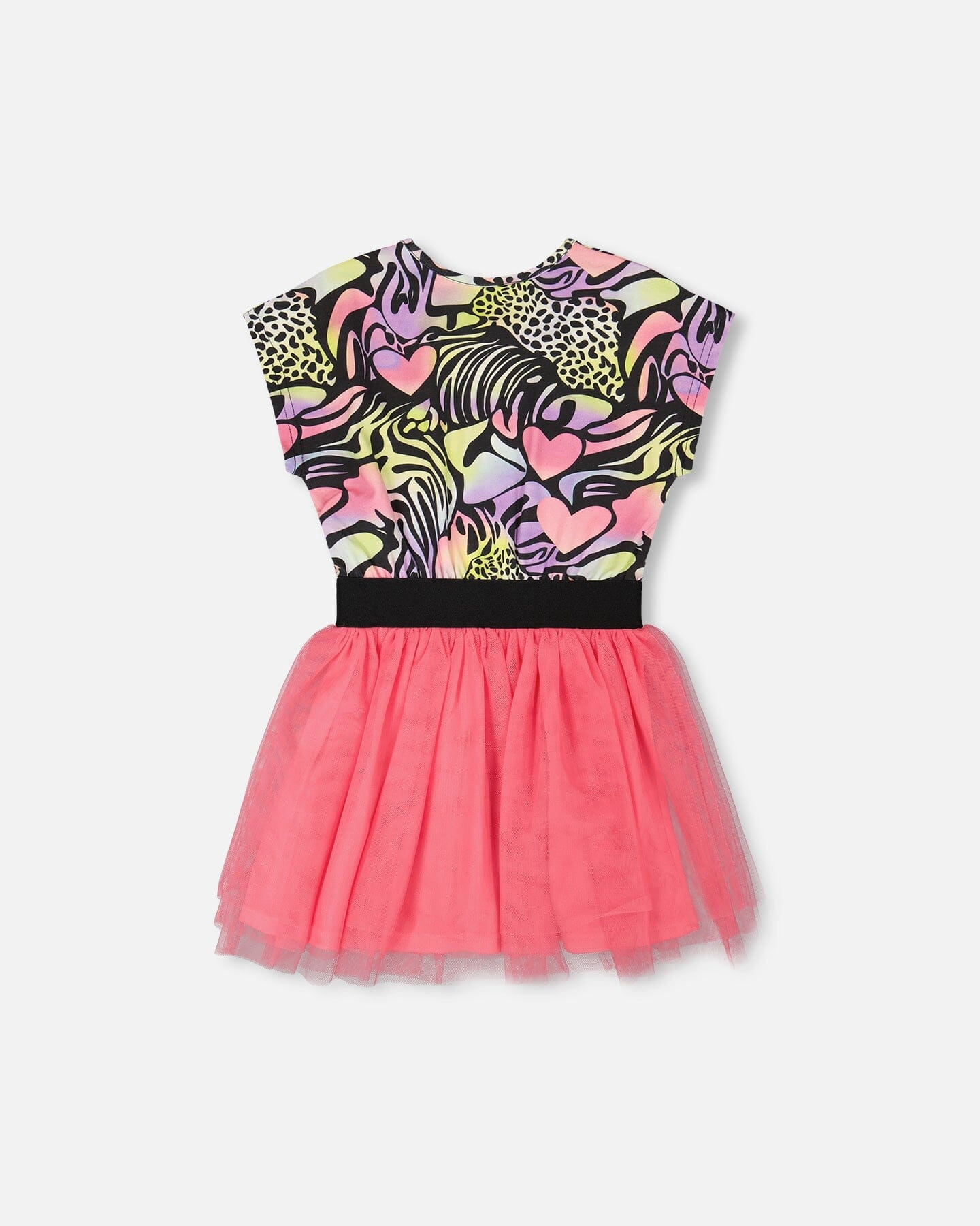 Deux par Girls Bi-Material Animal and Heart Print Dress
