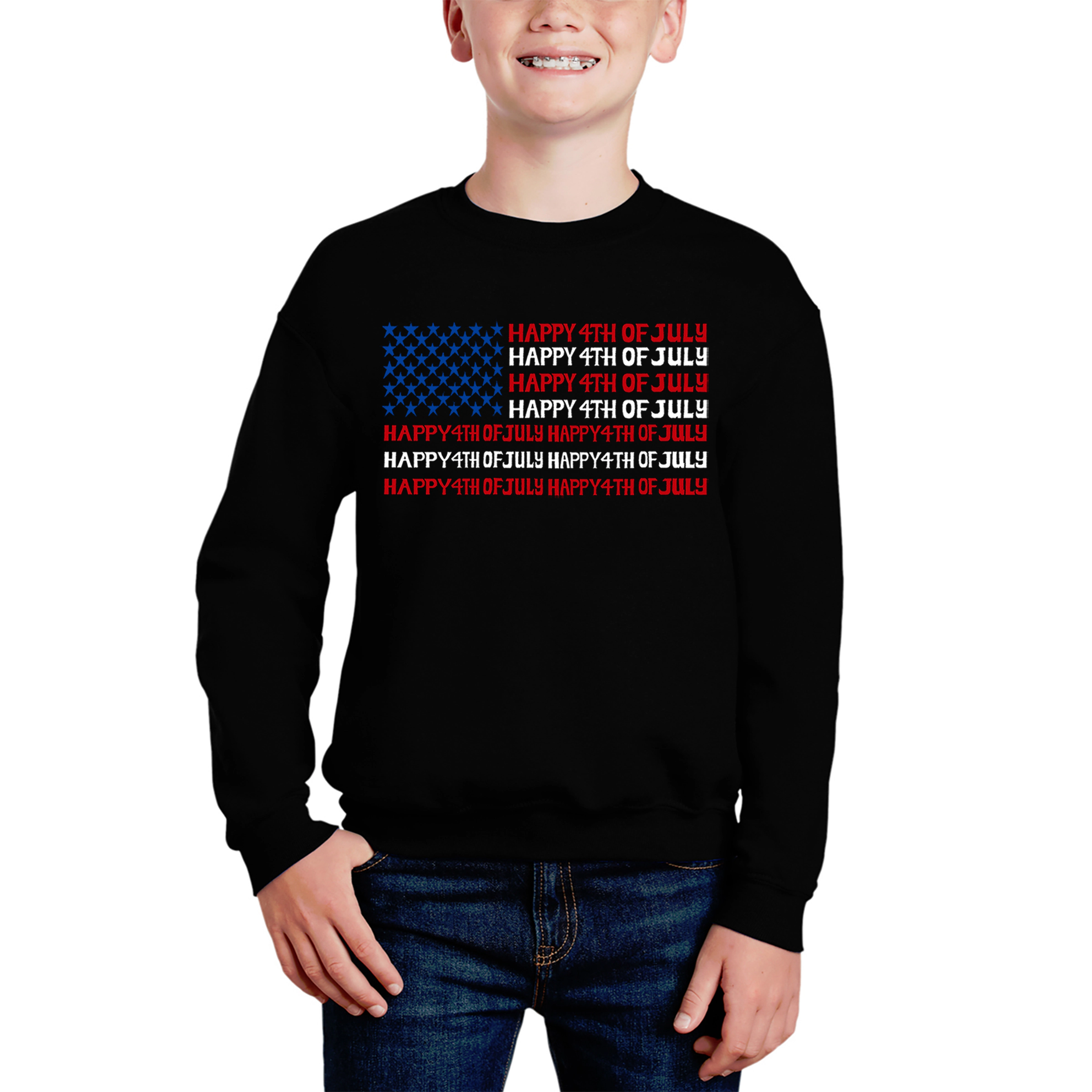 LA Pop Art Boy's Word Sweatshirt - Happy 4th of July