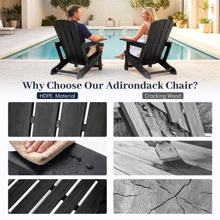 Hivvago Hdpe Adirondack Chairs With Realistic Wood Grain For Backyard Lawn