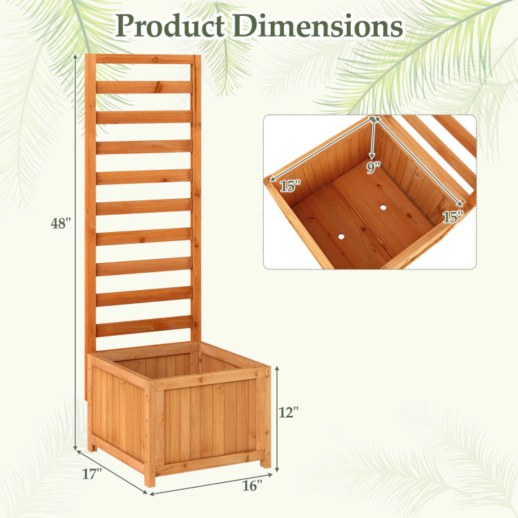 Hivvago 48 Inch Wood Raised Garden Bed with Trellis with Drainage Holes