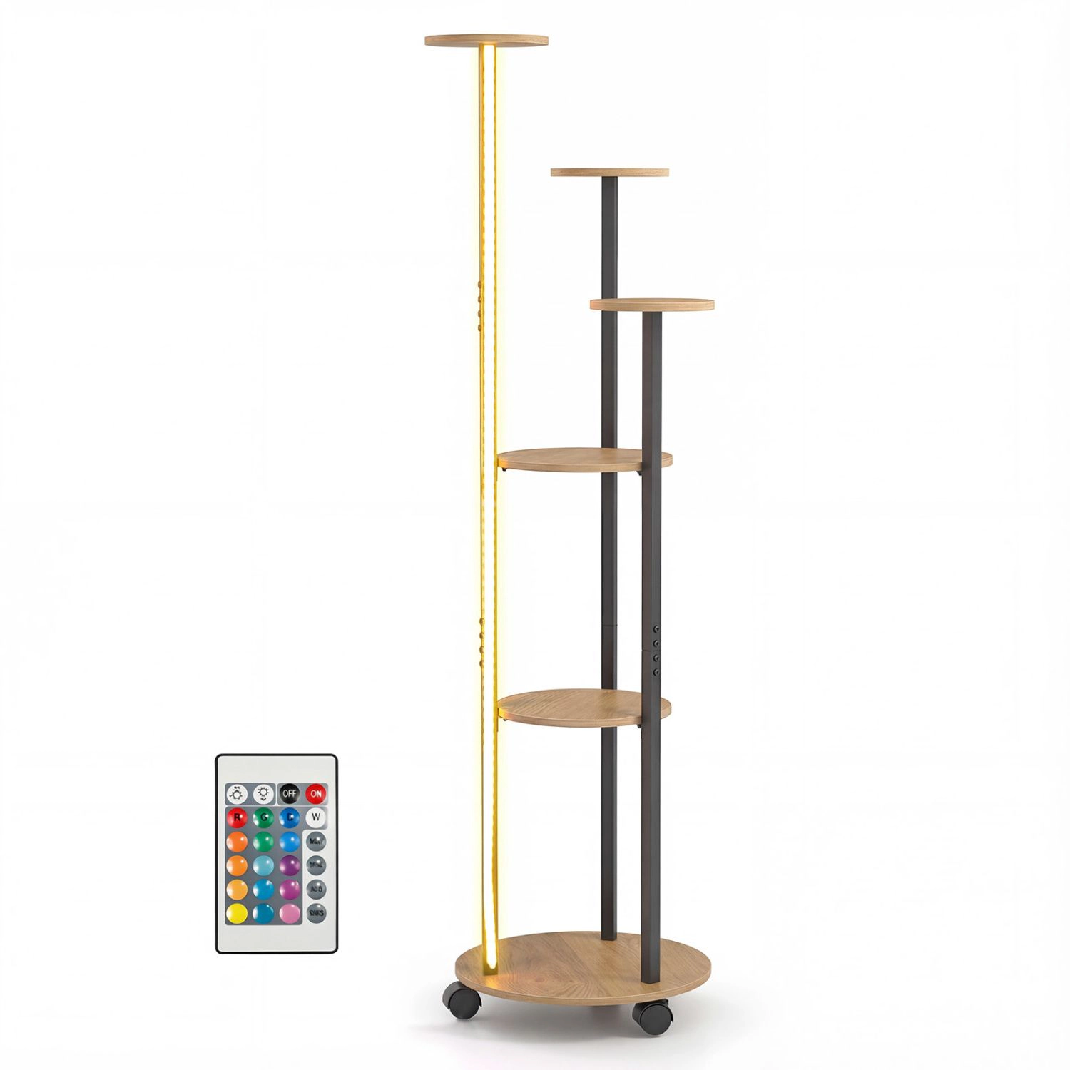 SlickBlue Unisex 57 Inch 6-Tier Plant Stand with RGB Lights and Wheels
