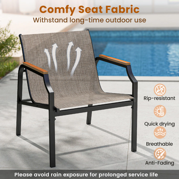 Hivvago 3 Piece Outdoor Chair Set With Breathable Fabric Seat And Armrests-Brown