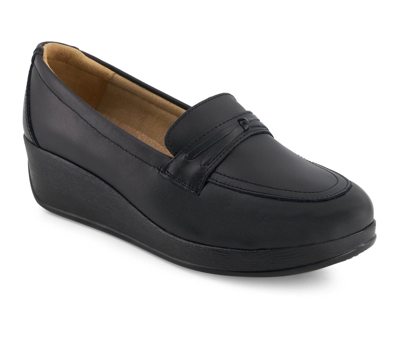 Andrea Womens Comfort Leather Platform Loafers