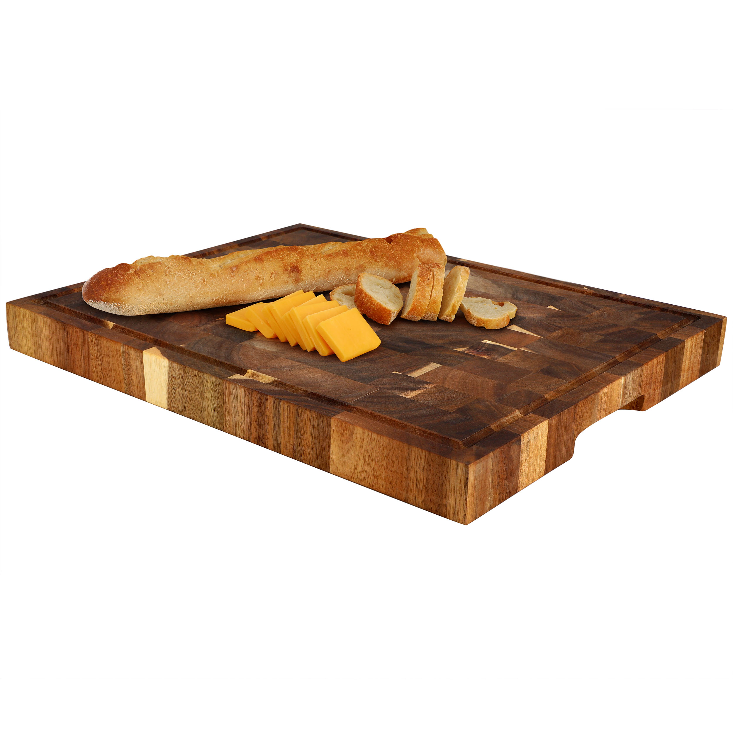 MegaChef 17 x 13 Inch Acacia Wood Butcher Block Carving and Cutting Serving Board with Juice Groove