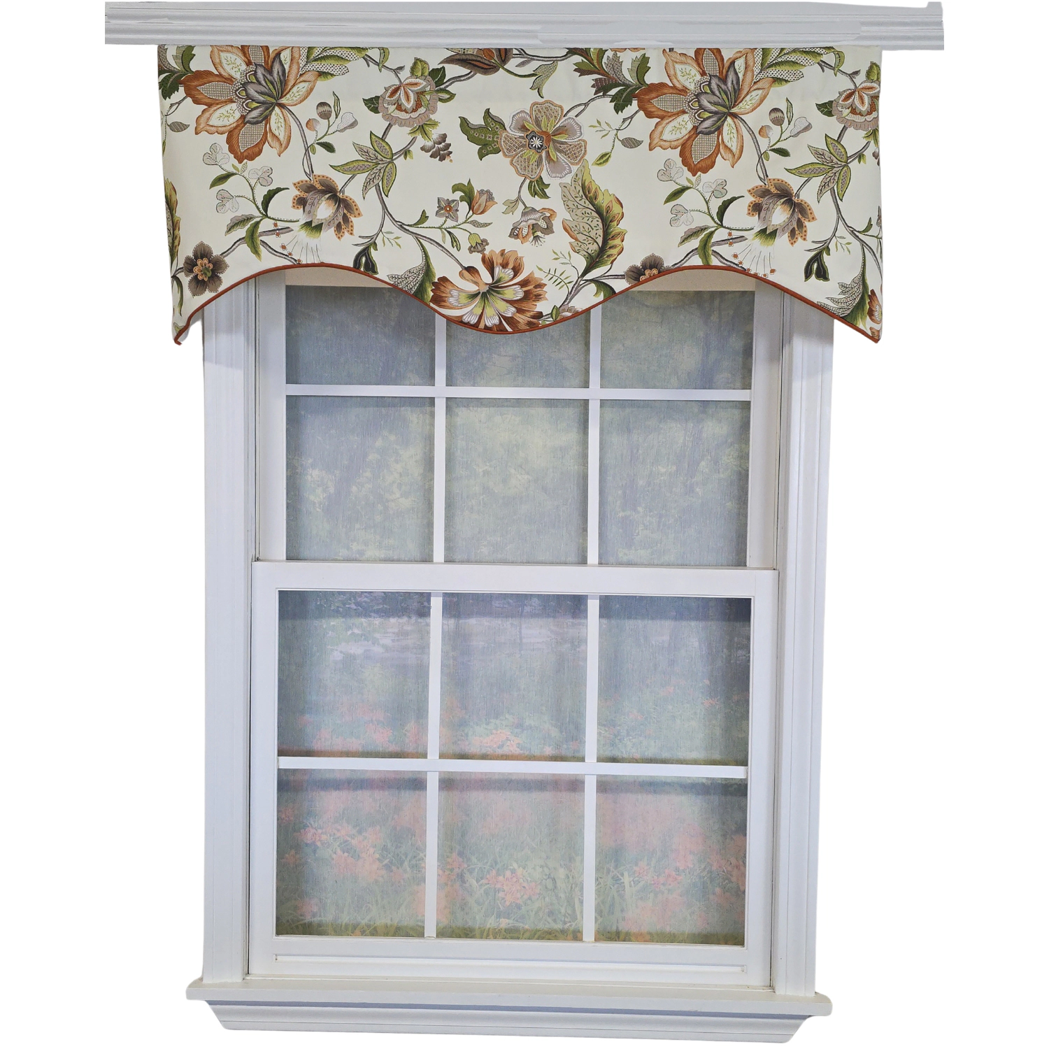 RLF Home 100% Cotton Zanzibar Cornice With Poly/Cotton lining Rod Pocket Valance 50" x 17" Orange