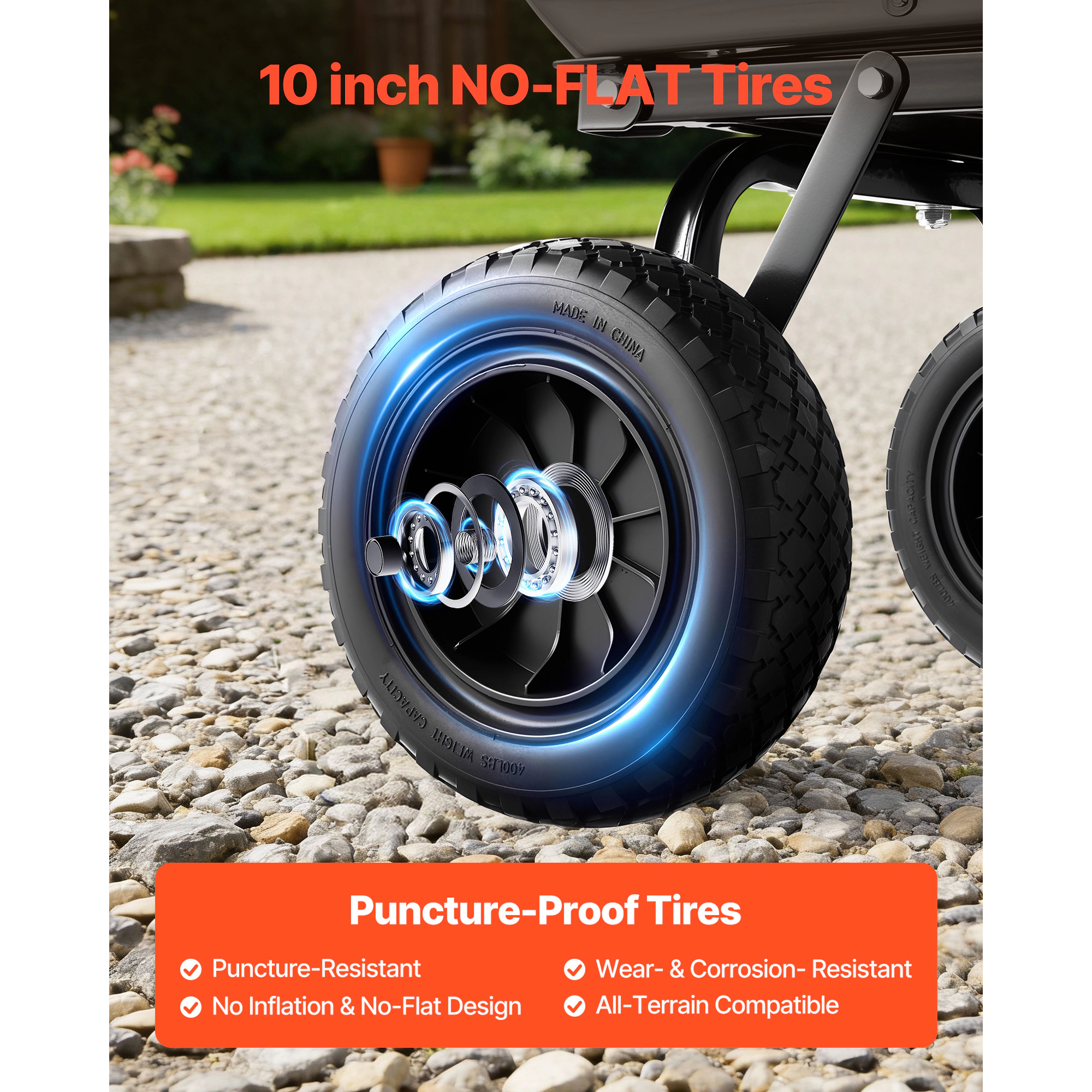 HONGGE Garden Dump Cart Poly Dump Cart Garden Carts Dumps Wagon with 90° Quick-Dumps Mechanism 180° Swivel Wheels 270°