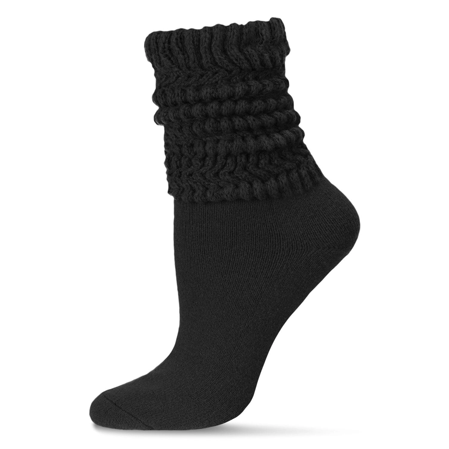 MeMoi Women's Wide Ribbed Cotton Blend Slouch Crew Socks