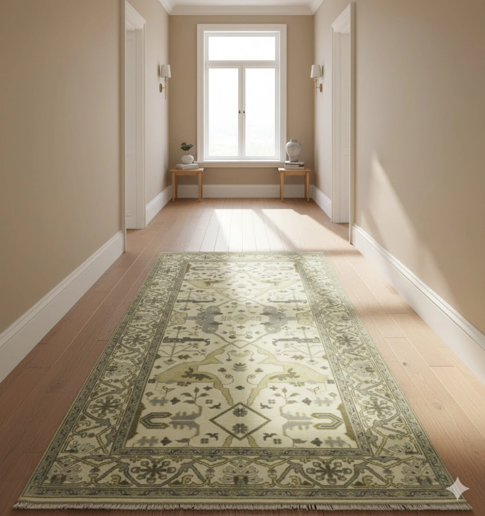 Magic Rugs Cream Floral 6X12 Oushak Oriental Runner Rug