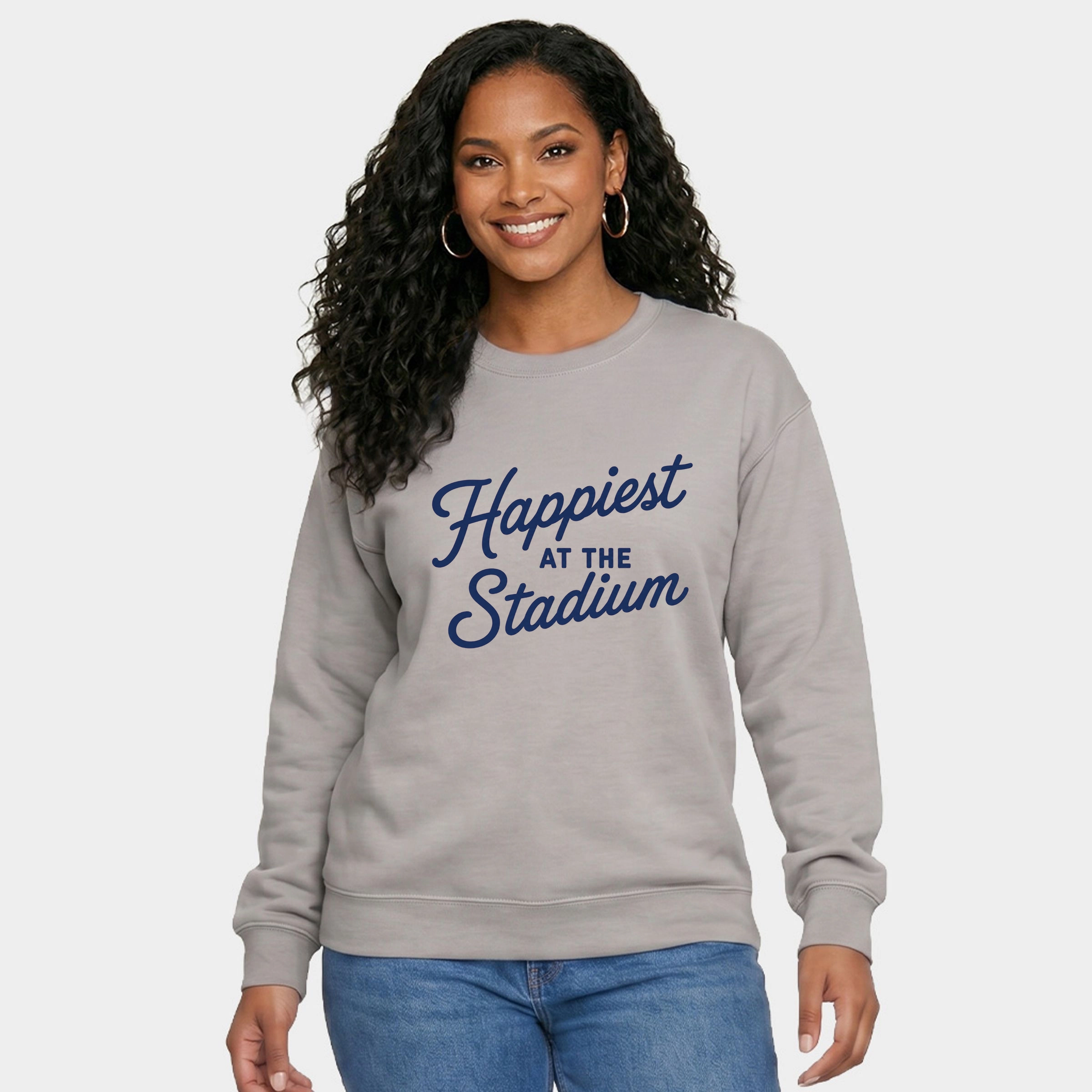 Simply Sage Market - Women's Graphic Sweatshirt Happiest at the Stadium