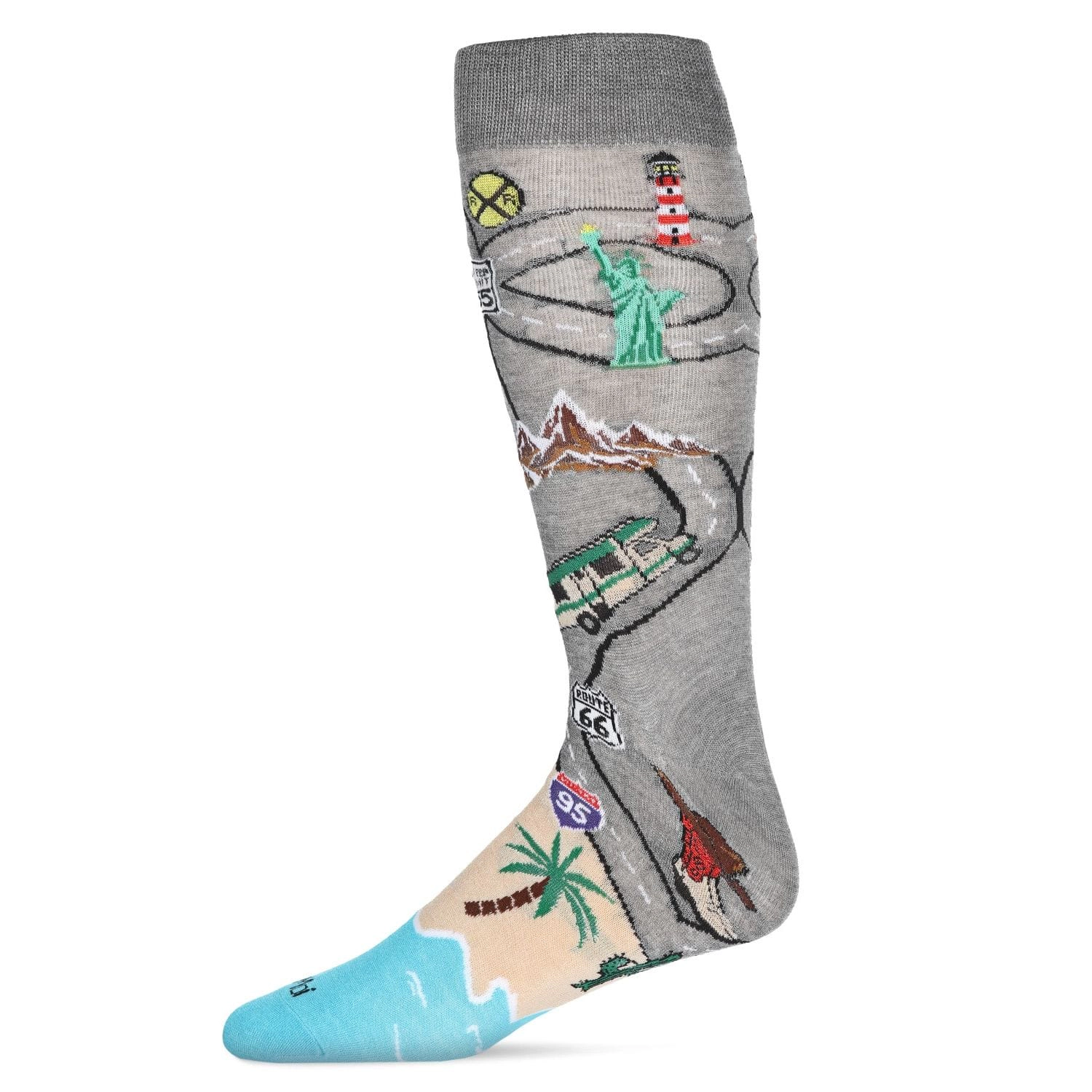 MeMoi Men's Road Trip Fun Rayon From Bamboo Crew Socks
