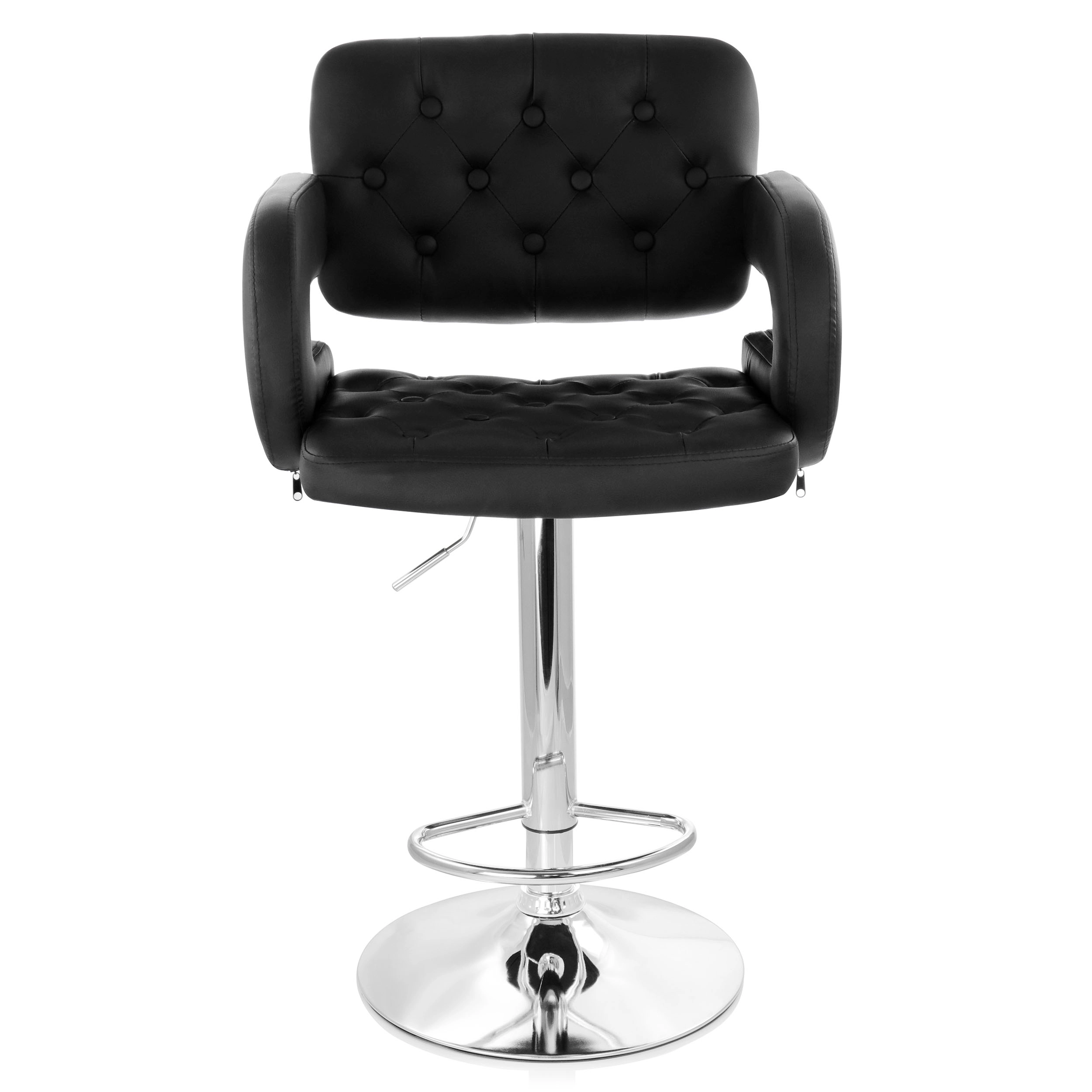 Elama Faux Leather Tufted Bar Stool in with Chrome Base and Adjustable Height