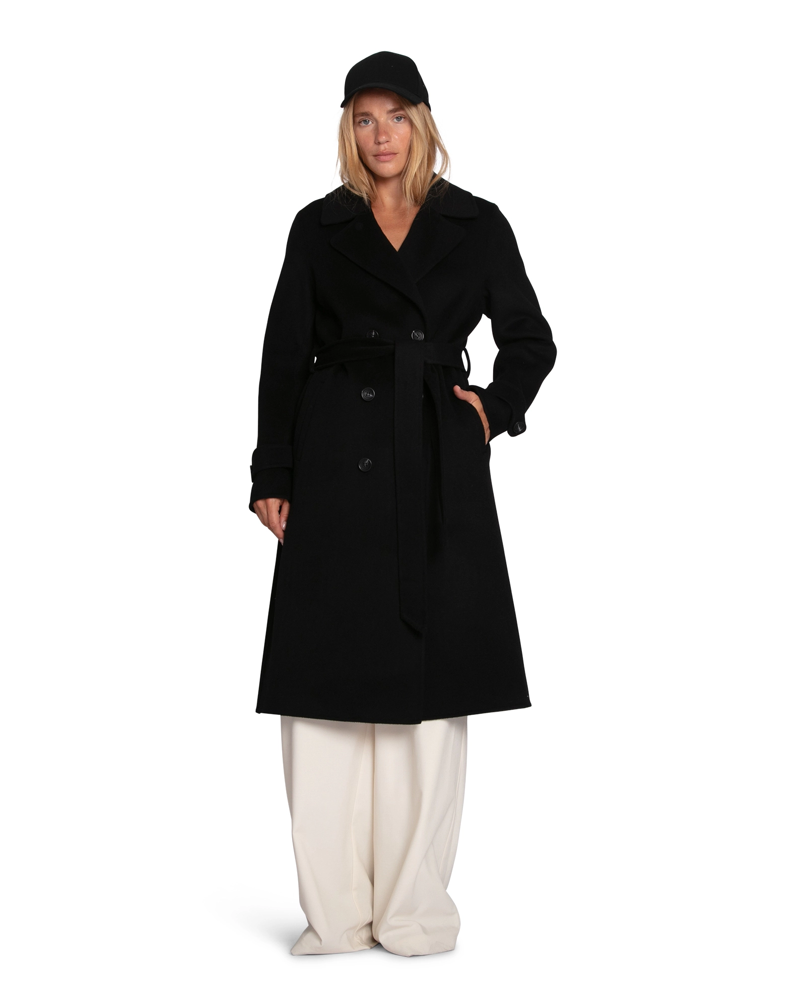 Belle & Bloom Womens Front Runner Wool Blend Belted Coat