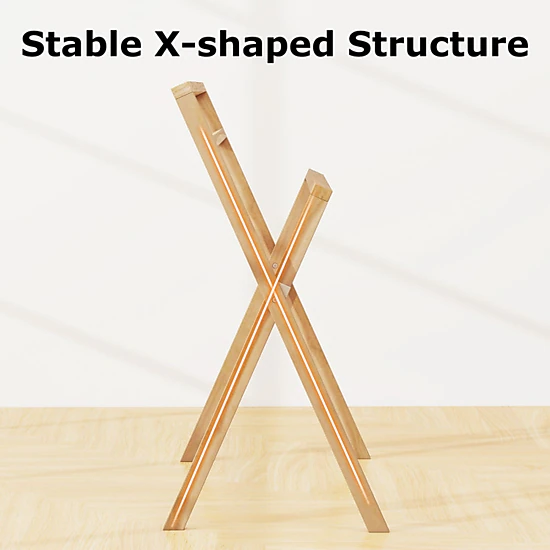 SUGIFT Freestanding Foldable Teak Wood Towel Rack with 3 Hanging ...