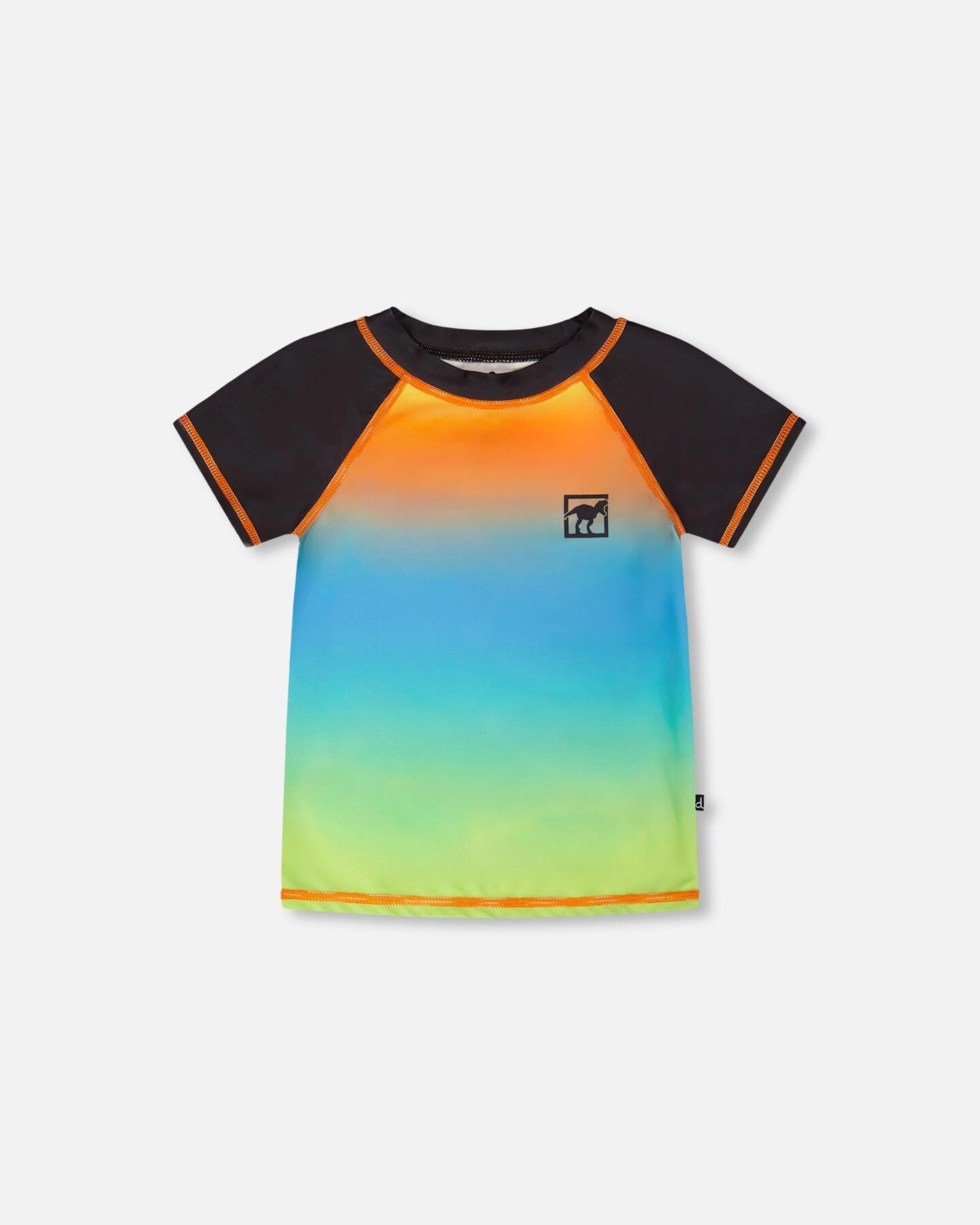 Deux par Boys Ombré Contrast Panel Short Sleeve Rashguard