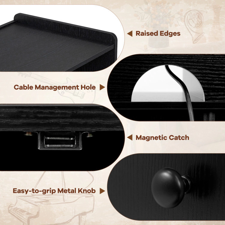 Hivvago Record Player Stand With Power Outlets And Vinyl Storage Holder Up To 250 Albums
