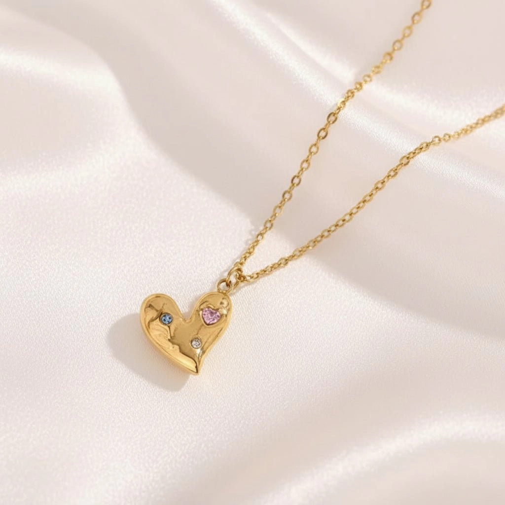 DressAtR Women's Heart 18K Gold Plated Jewelry Set