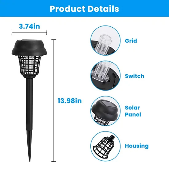 SS Design 4 Pack Solar Mosquito Zapper Outdoor Bug Killer Torch Black ...
