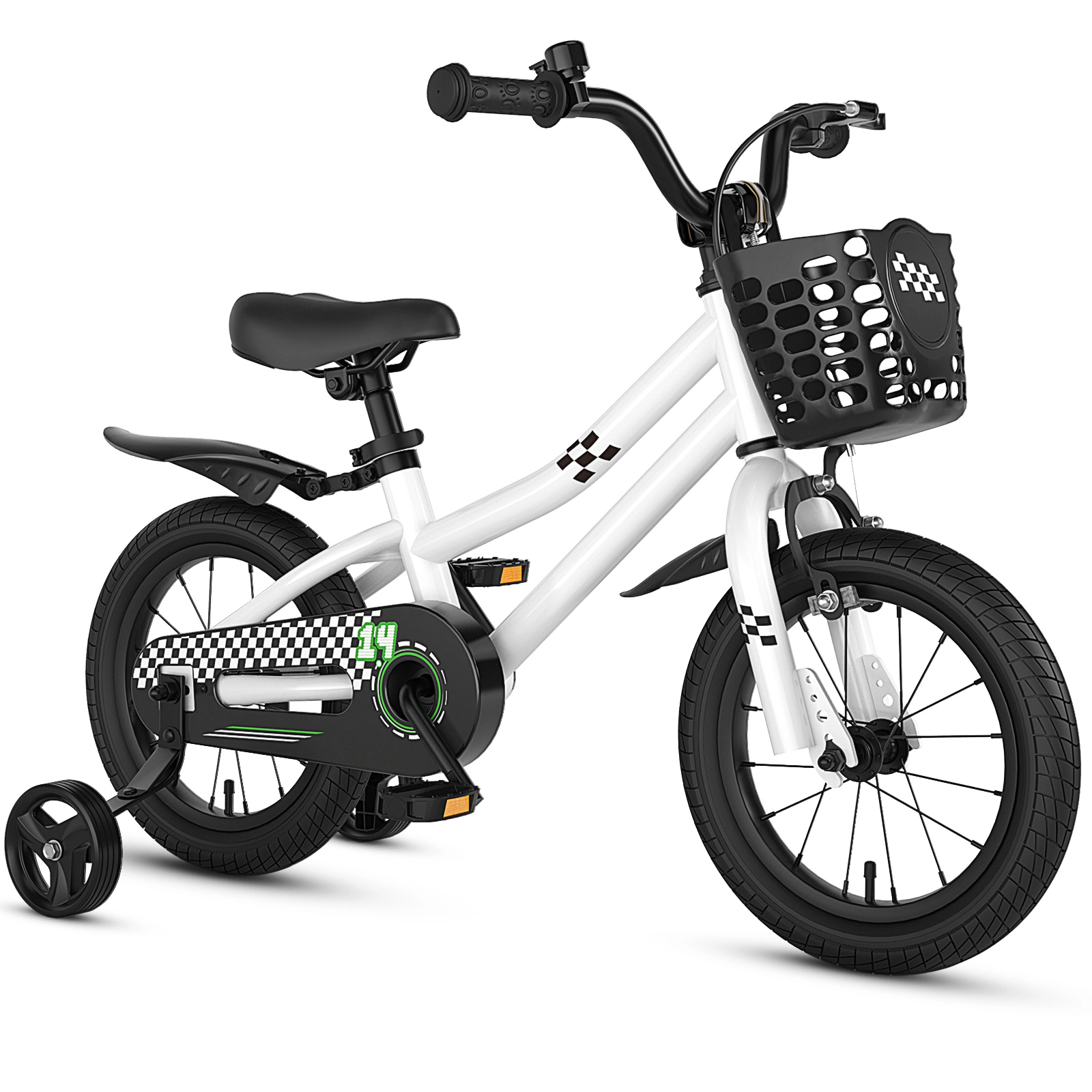 LJG 14 Inch Kids Bike White with Blue Helmet Protective Set