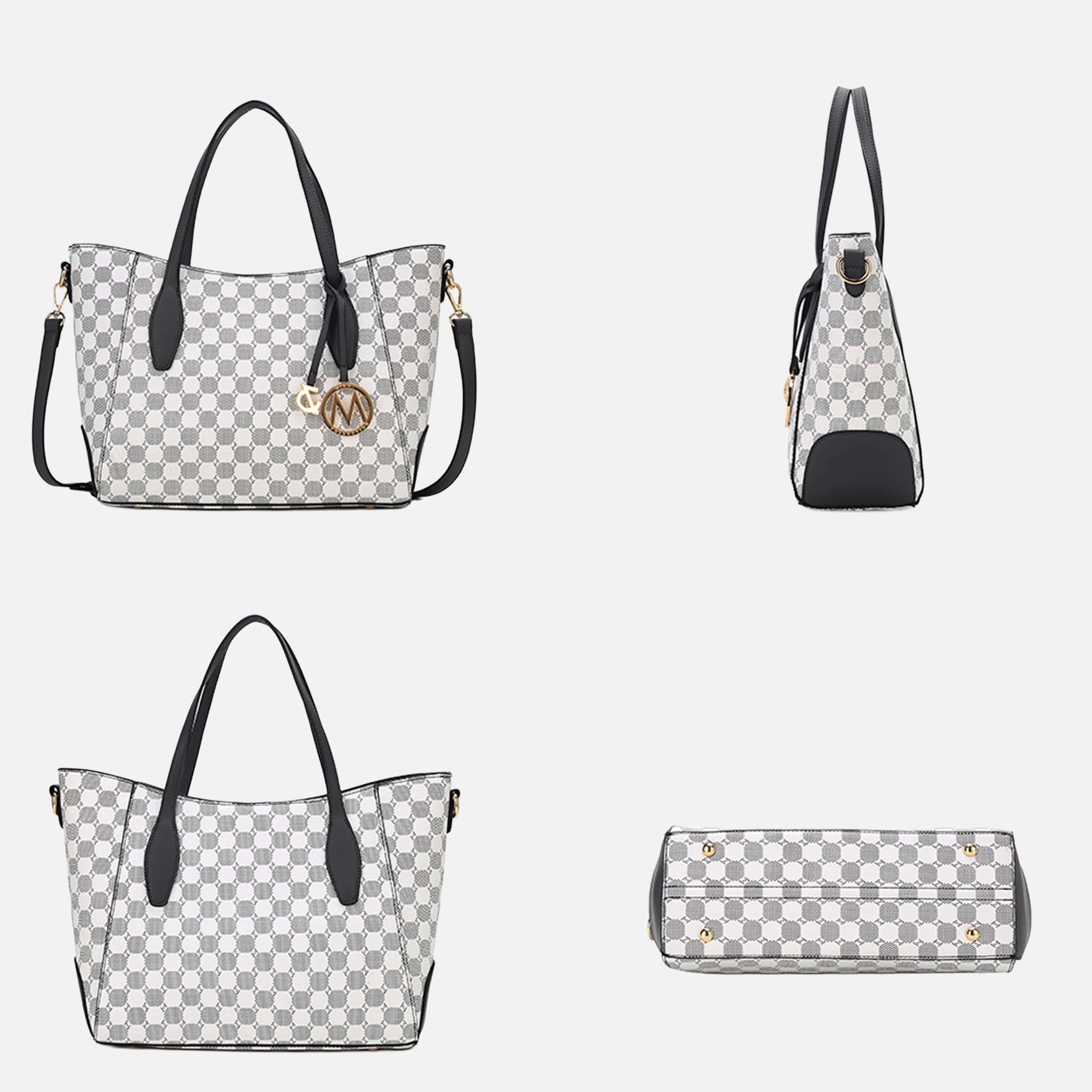 Mia K Collection Gianna Faux Leather Tote Handbag and Matching Wallet